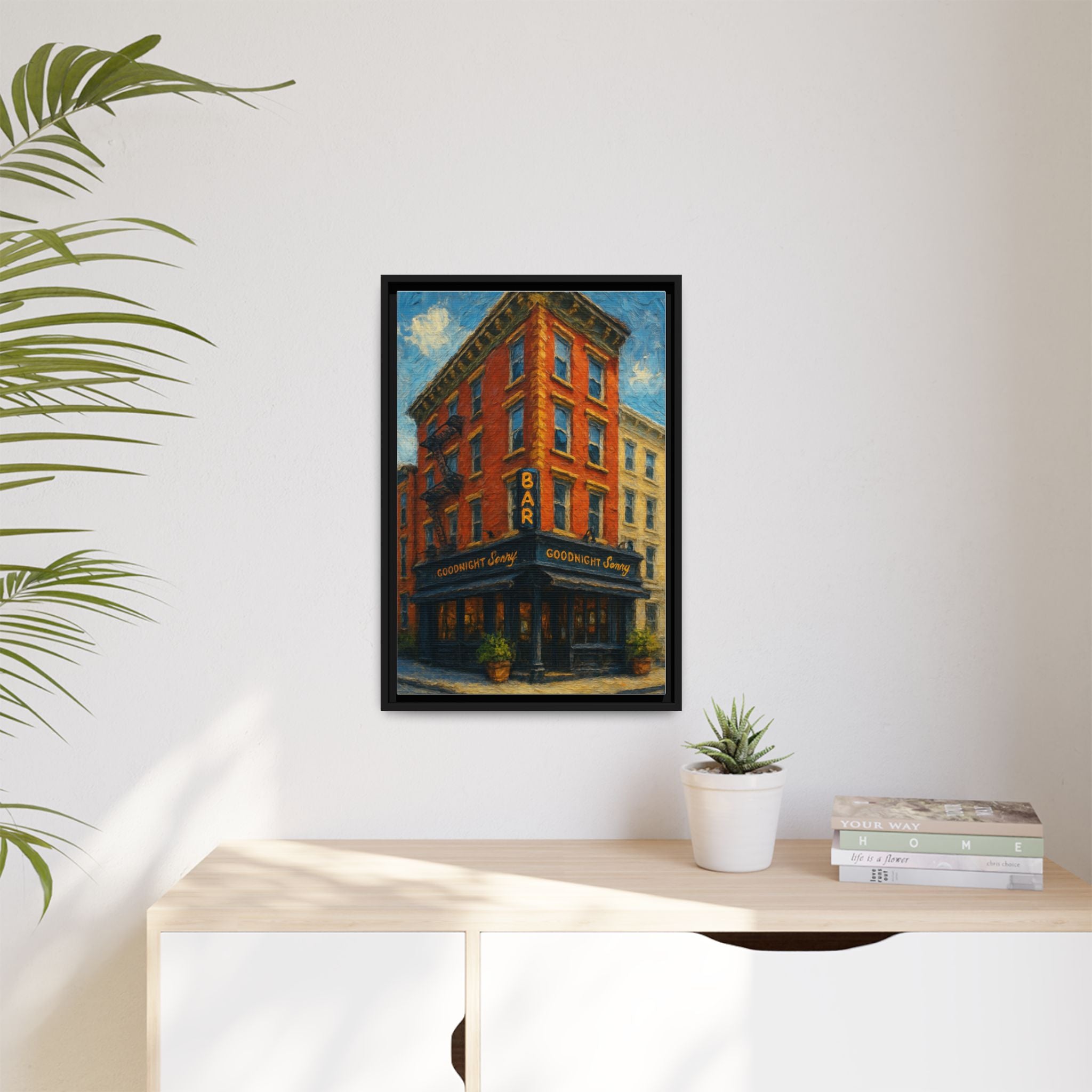 Goodnight Sonny — Restaurant Print | Matte Canvas + Wooden Frame