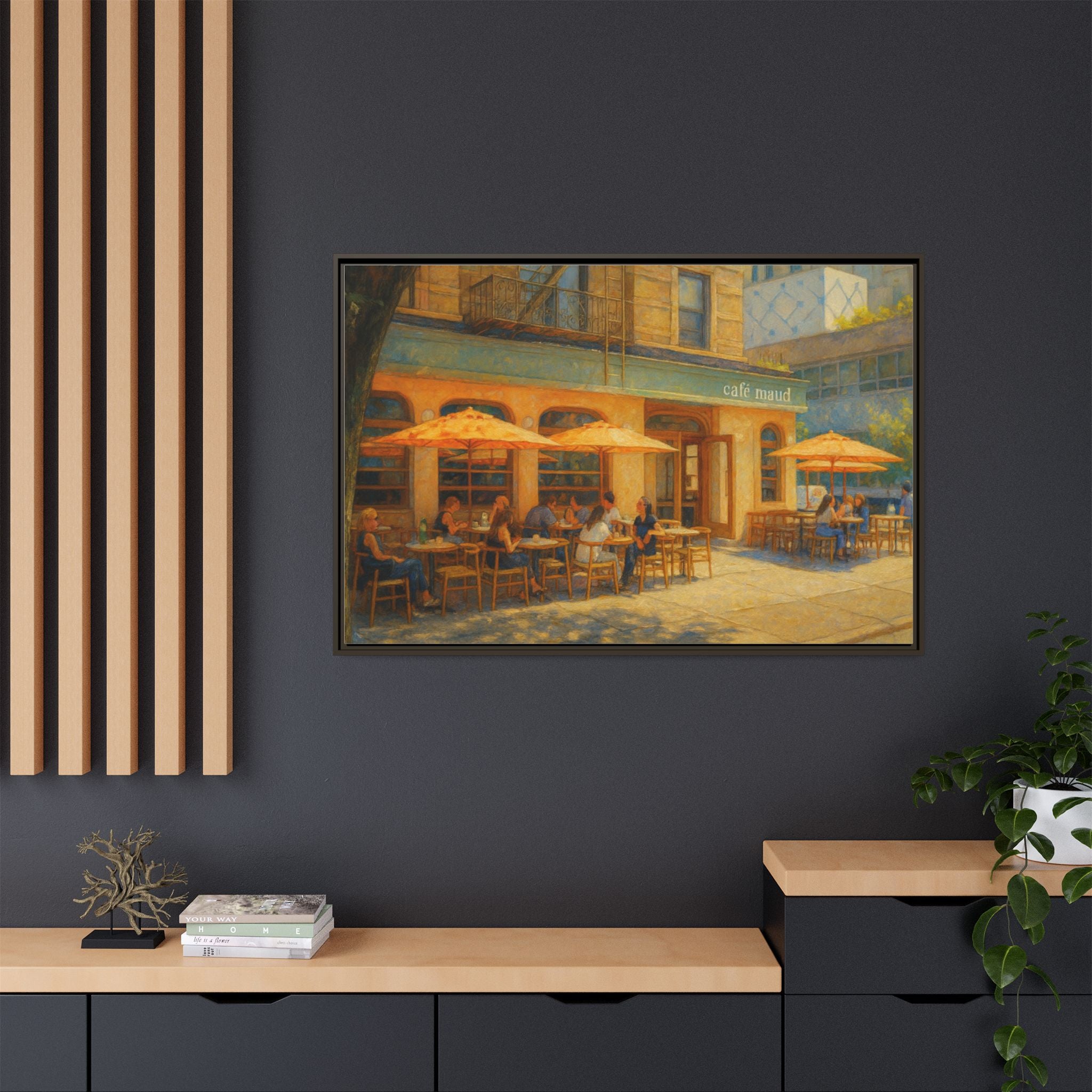 Café Maud — Restaurant Print | Matte Canvas + Wooden Frame