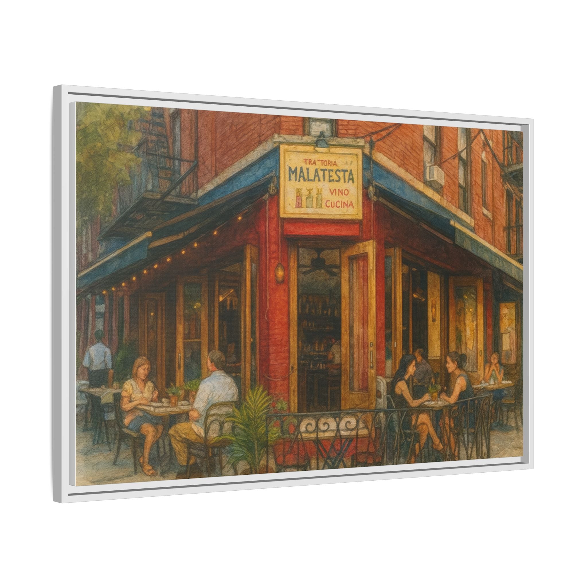 Malatesta Trattoria — Restaurant Print | Matte Canvas + Wooden Frame