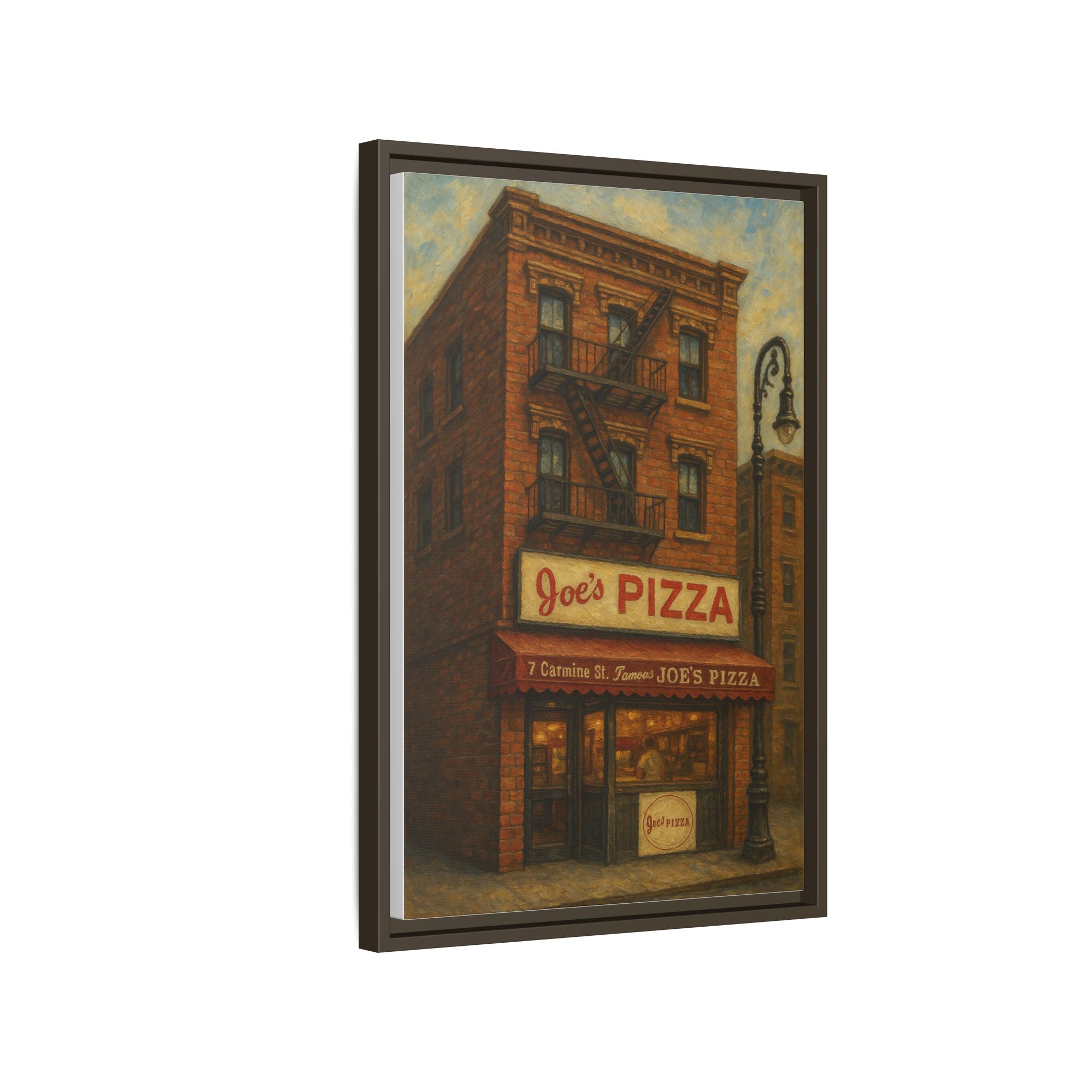 Joe's Pizza — Restaurant Print | Matte Canvas + Wooden Frame