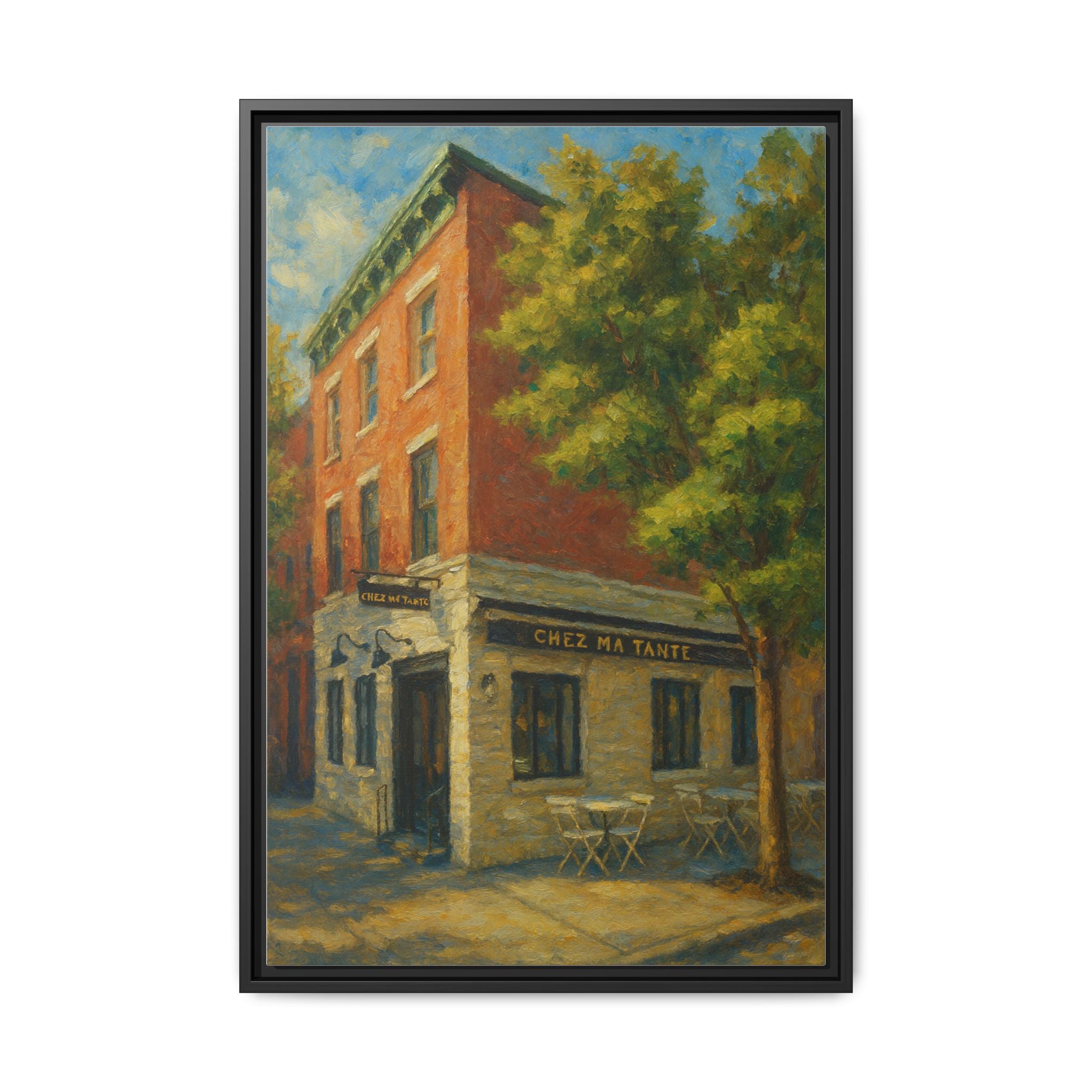 Chez Ma Tante — Restaurant Print | Matte Canvas + Wooden Frame