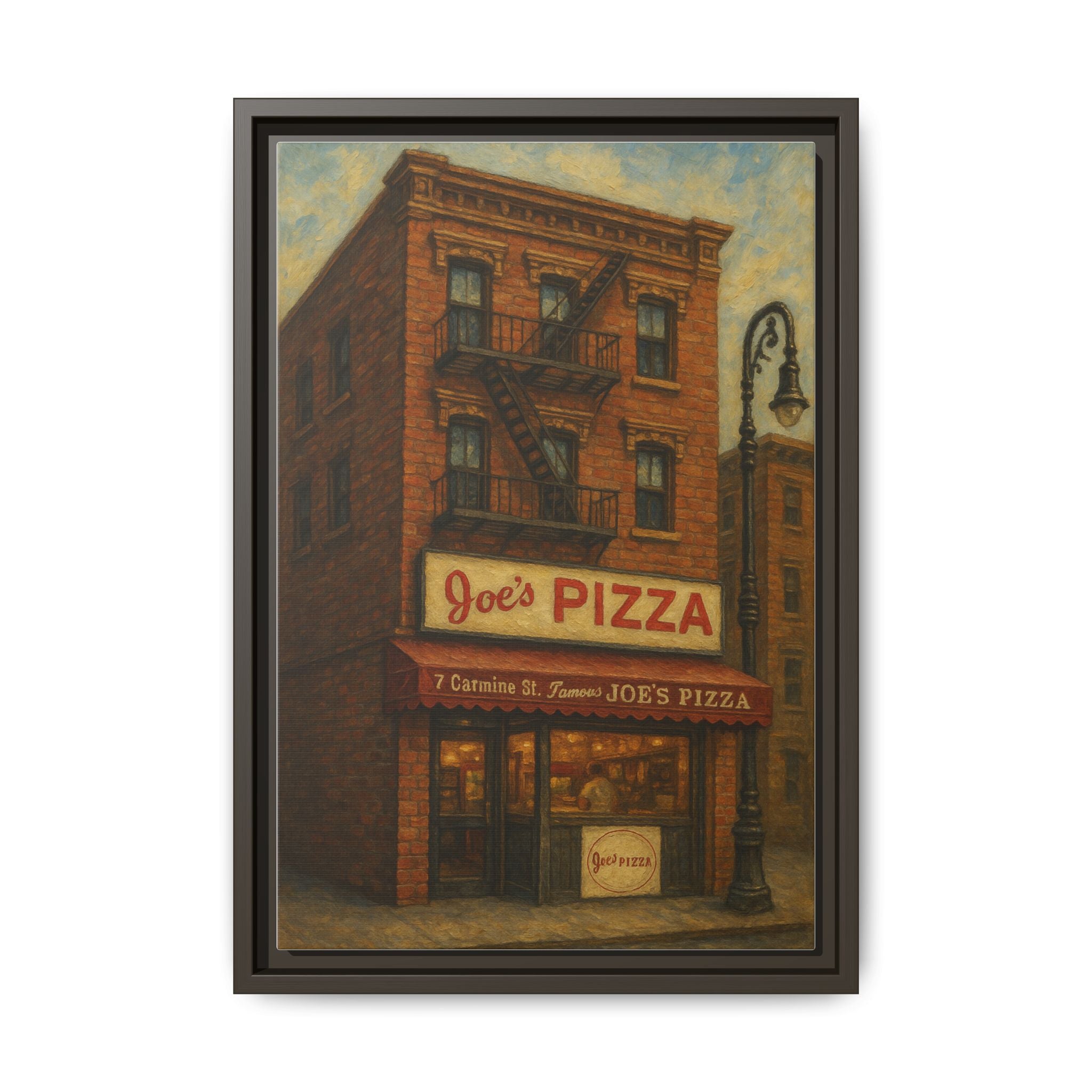 Joe's Pizza — Restaurant Print | Matte Canvas + Wooden Frame