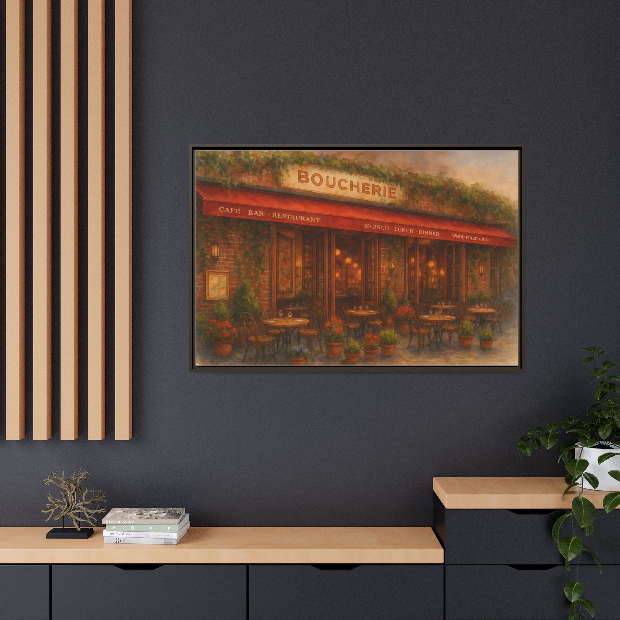 Boucherie — Restaurant Print | Matte Canvas + Wooden Frame