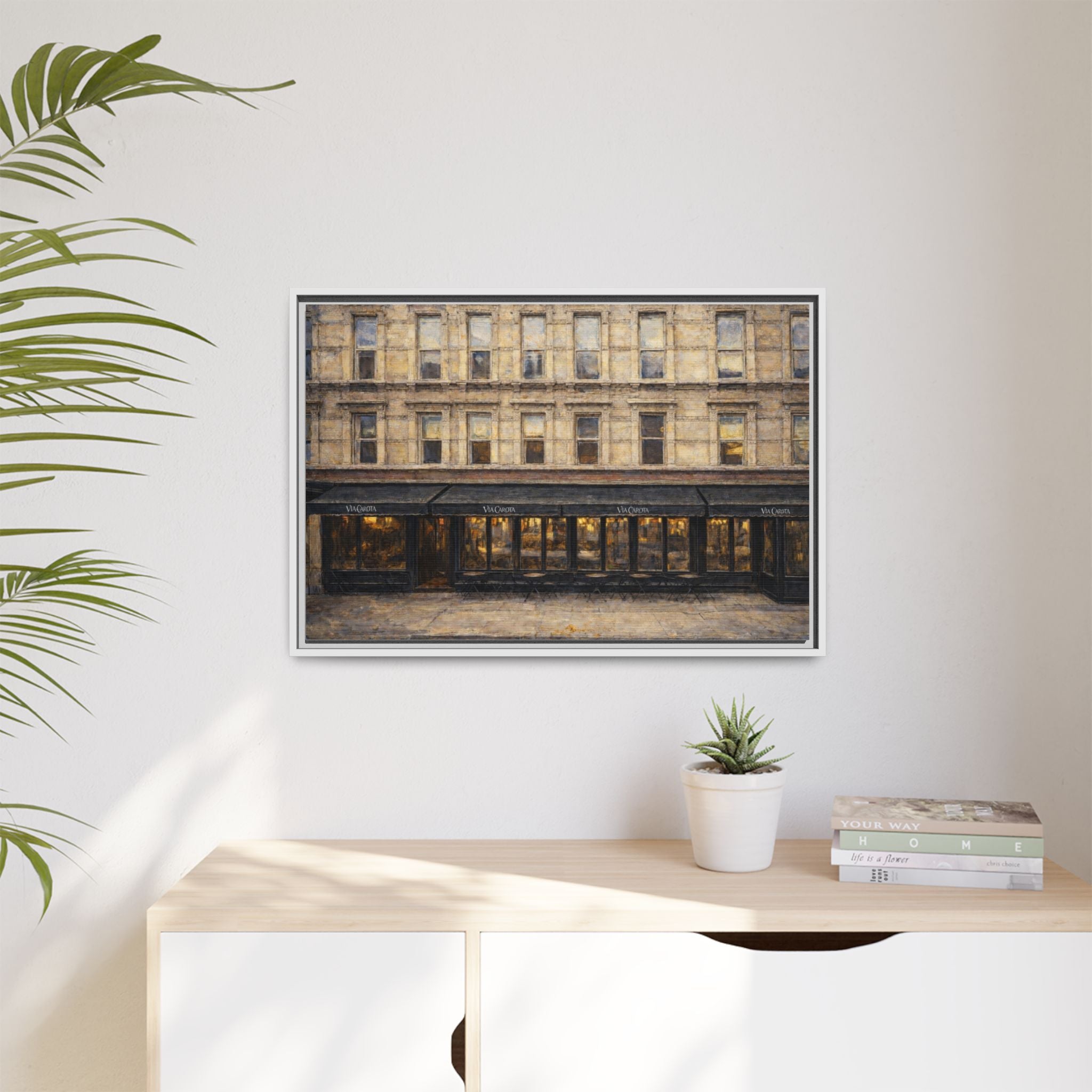 Via Carota — Restaurant Print | Matte Canvas + Wooden Frame