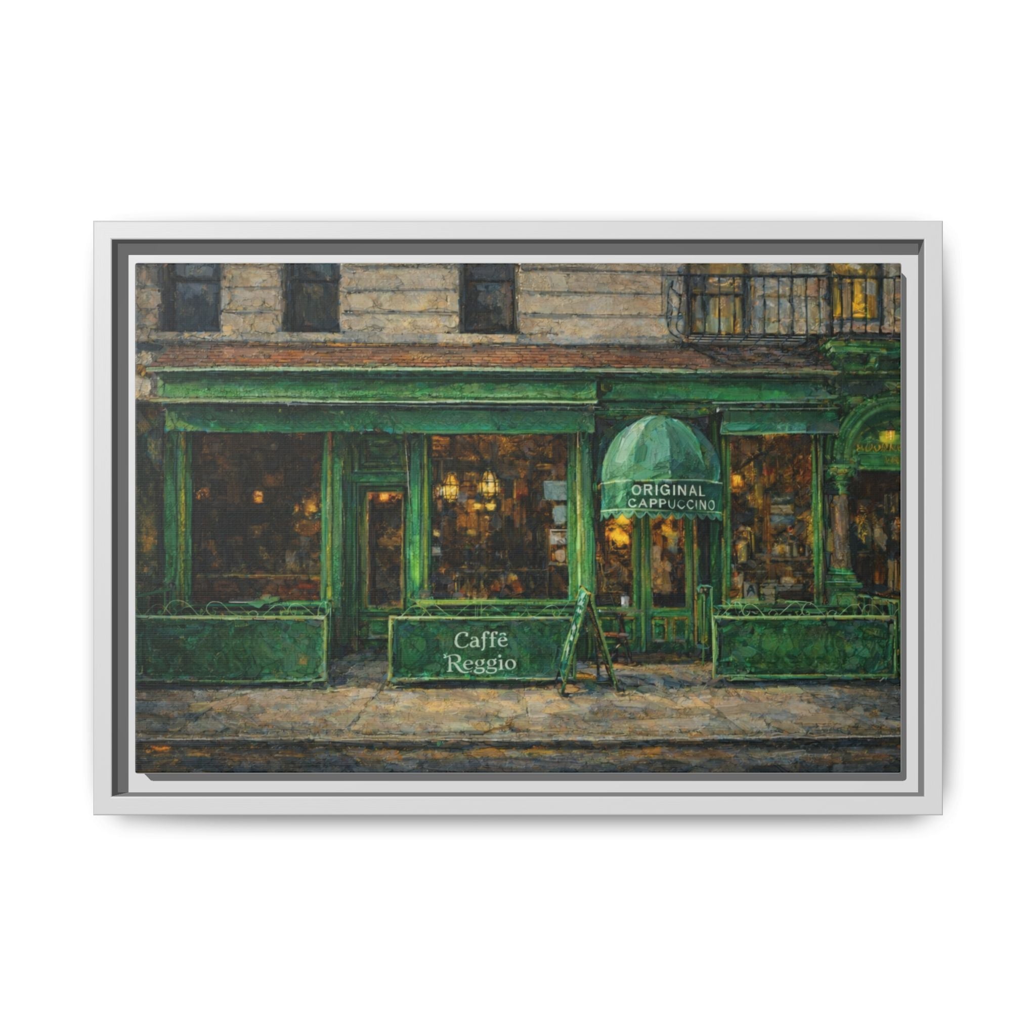 Caffe Reggio — Restaurant Print | Matte Canvas + Wooden Frame