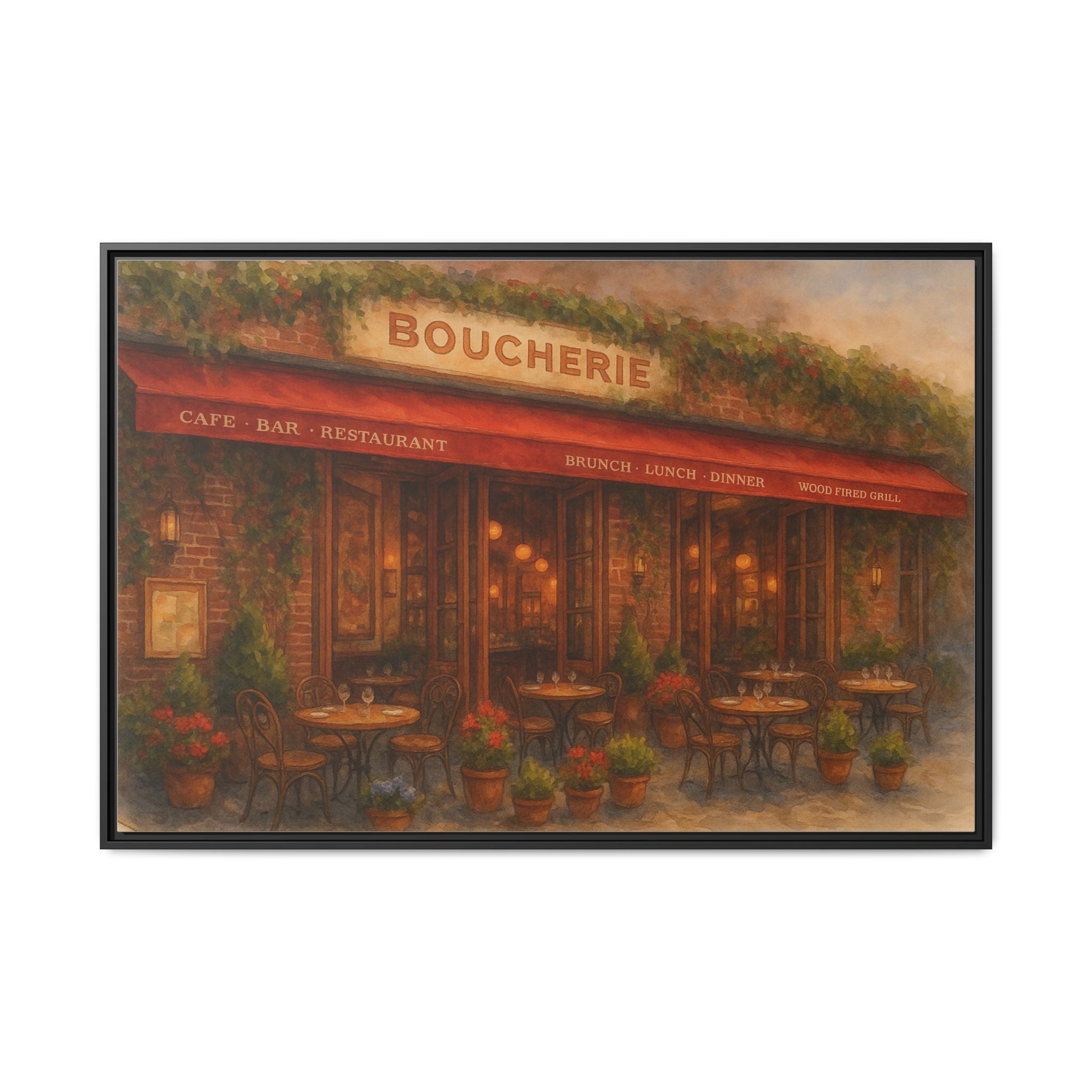 Boucherie — Restaurant Print | Matte Canvas + Wooden Frame