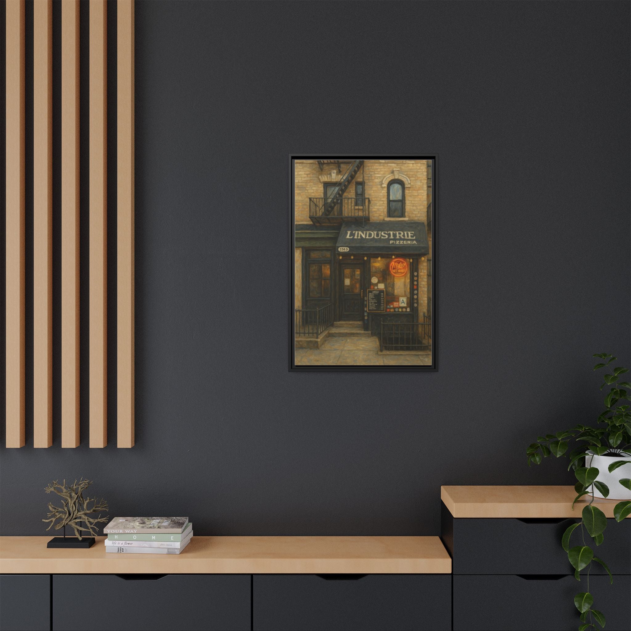 L'Industrie Pizza — Restaurant Print | Matte Canvas + Wooden Frame