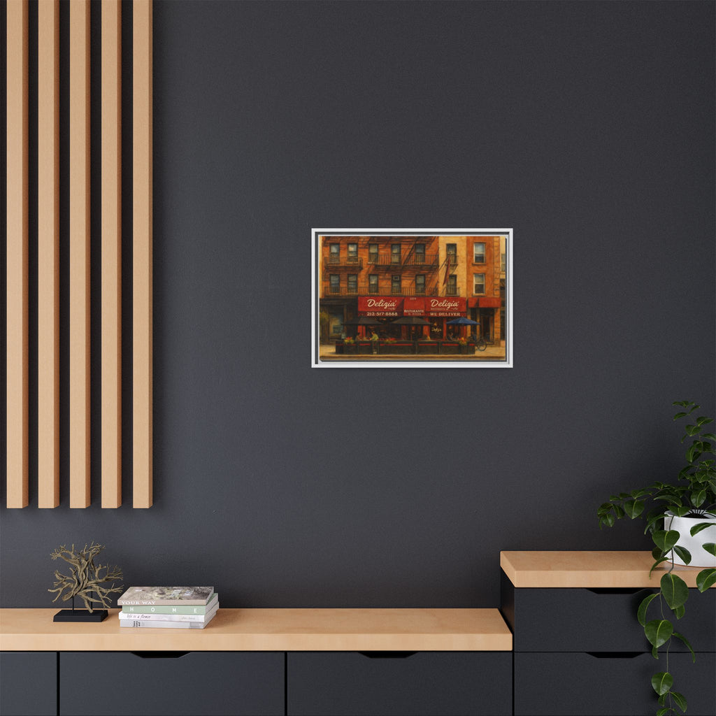Delizia Pizza — Restaurant Print | Matte Canvas + Wooden Frame