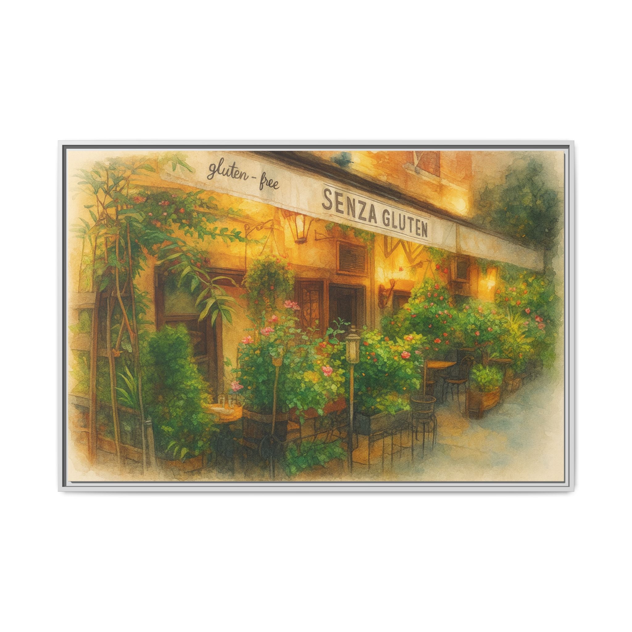 Senza Gluten — Restaurant Print | Matte Canvas + Wooden Frame