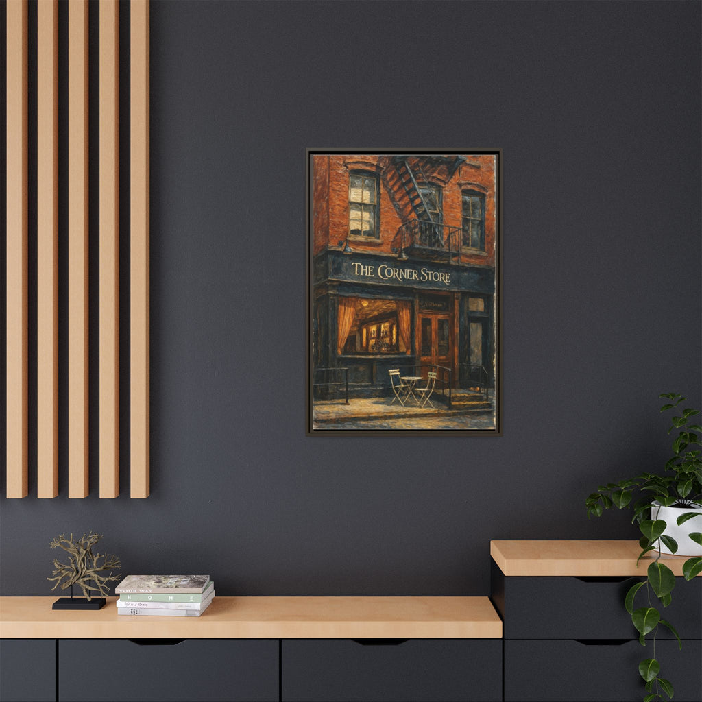 The Corner Store — Restaurant Print | Matte Canvas + Wooden Frame