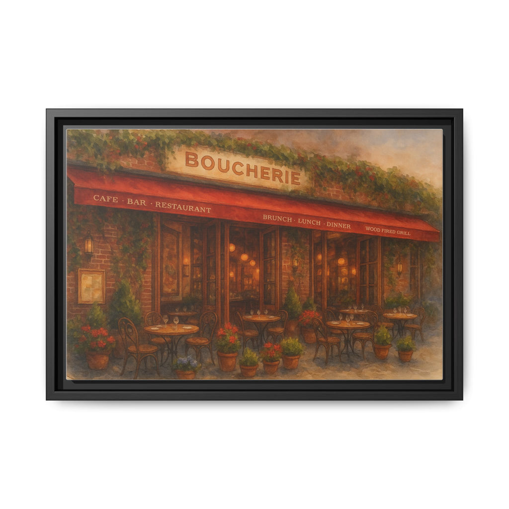 Boucherie — Restaurant Print | Matte Canvas + Wooden Frame