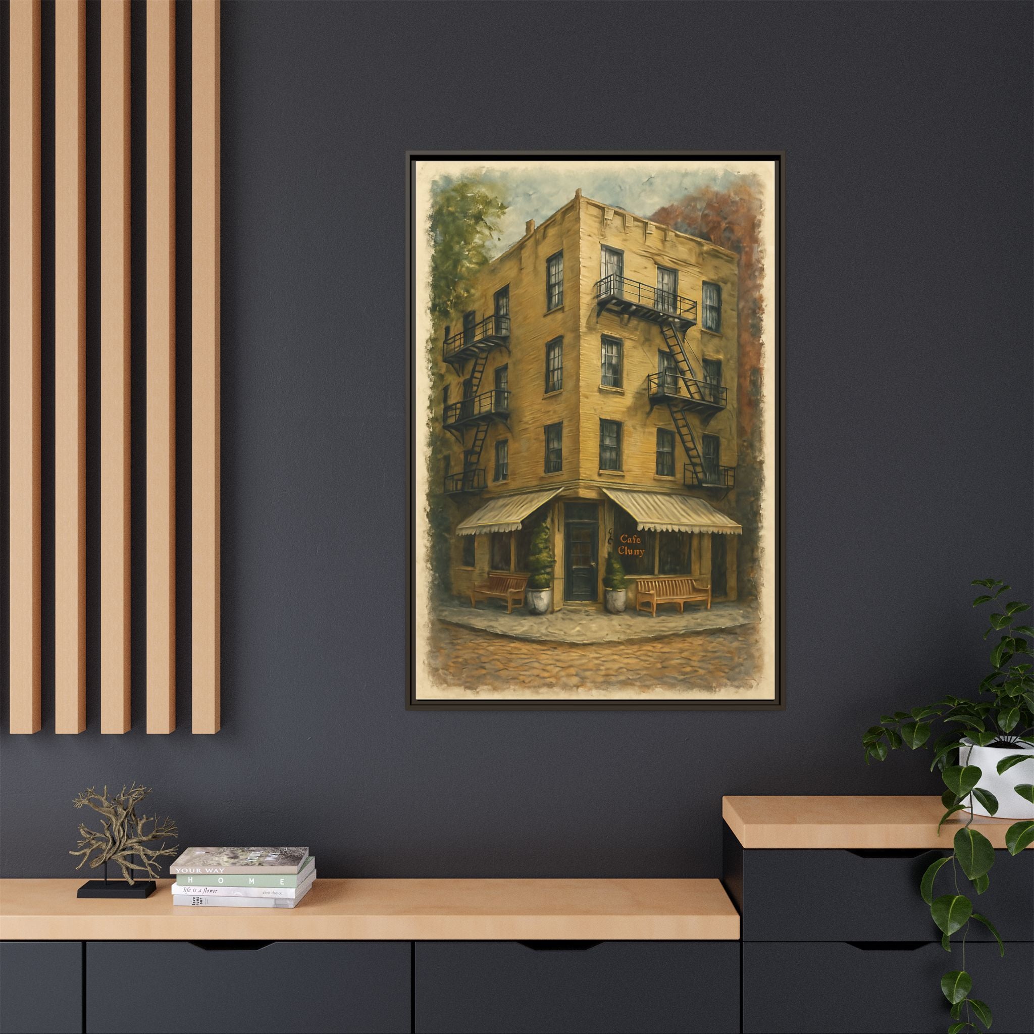 Cafe Cluny — Restaurant Print | Matte Canvas + Wooden Frame
