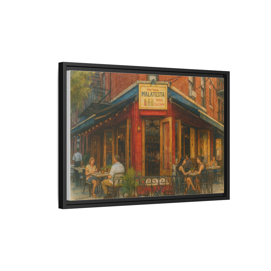 Malatesta Trattoria — Restaurant Print | Matte Canvas + Wooden Frame
