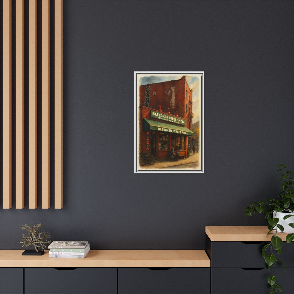 Bleecker Street Pizza — Restaurant Print | Matte Canvas + Wooden Frame
