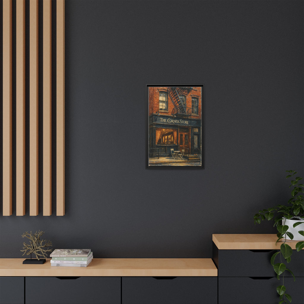 The Corner Store — Restaurant Print | Matte Canvas + Wooden Frame