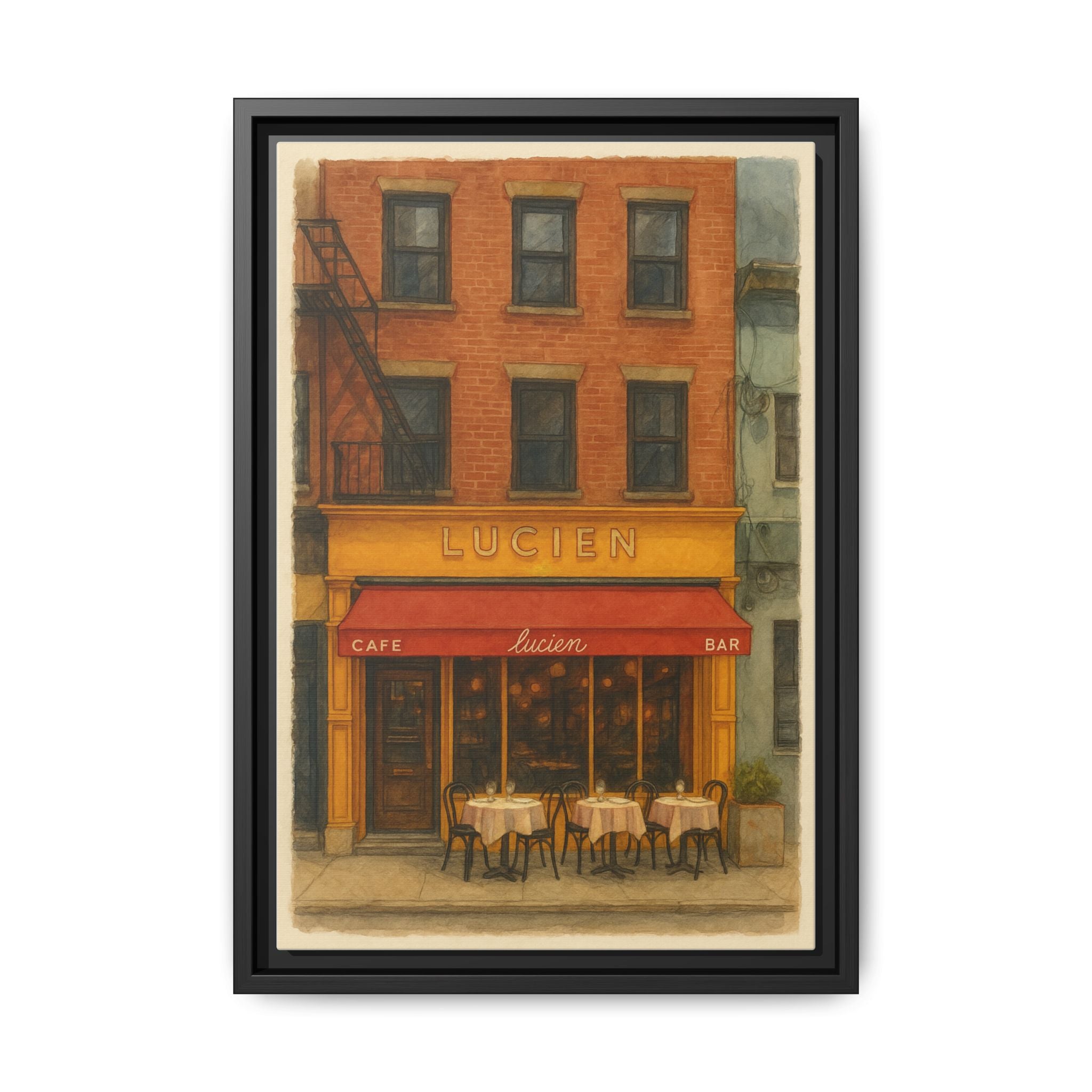 Lucien Restaurant — Restaurant Print | Matte Canvas + Wooden Frame
