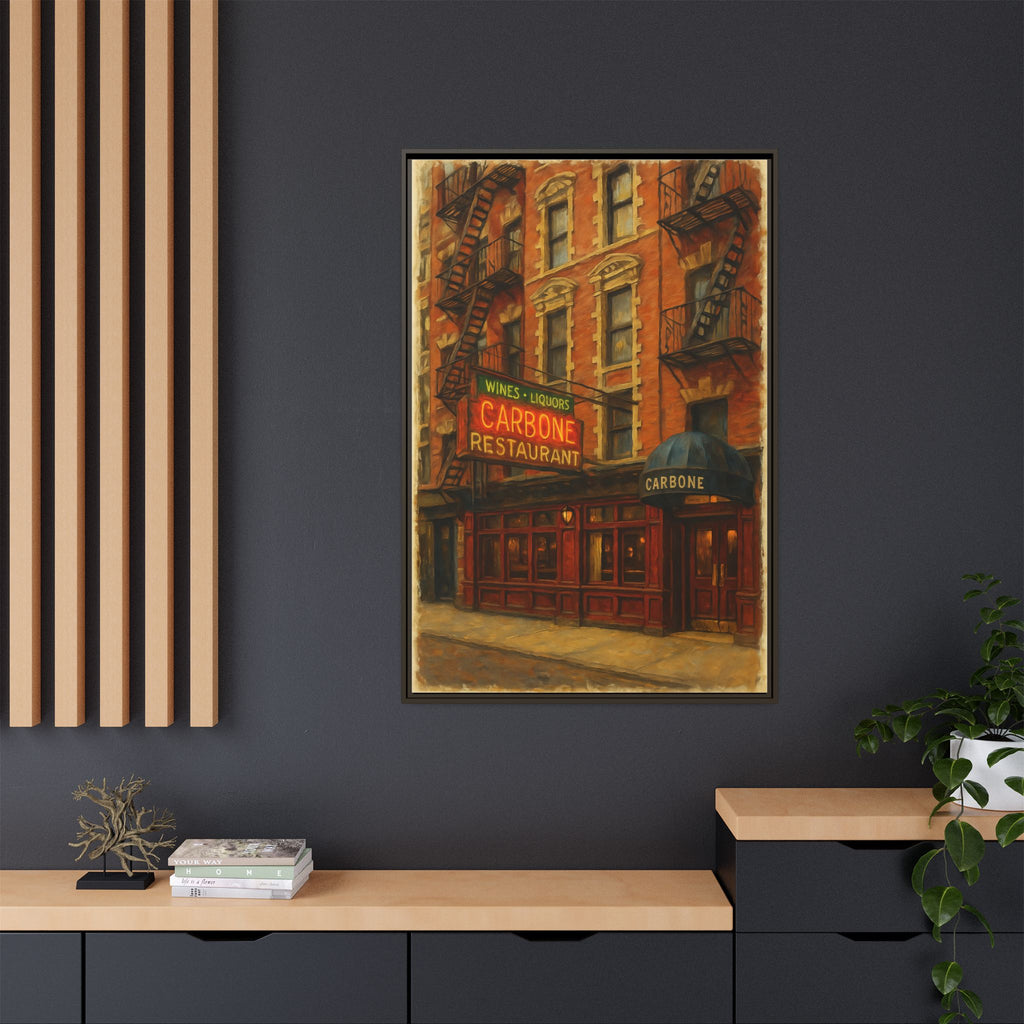 Carbone — Restaurant Print | Matte Canvas + Wooden Frame
