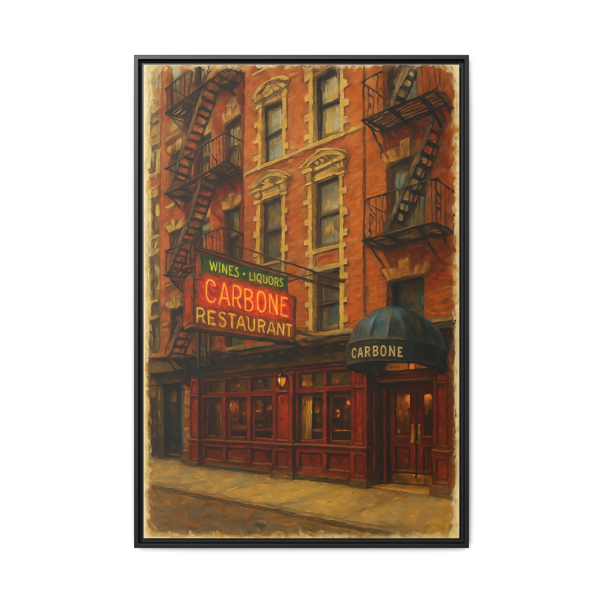 Carbone — Restaurant Print | Matte Canvas + Wooden Frame