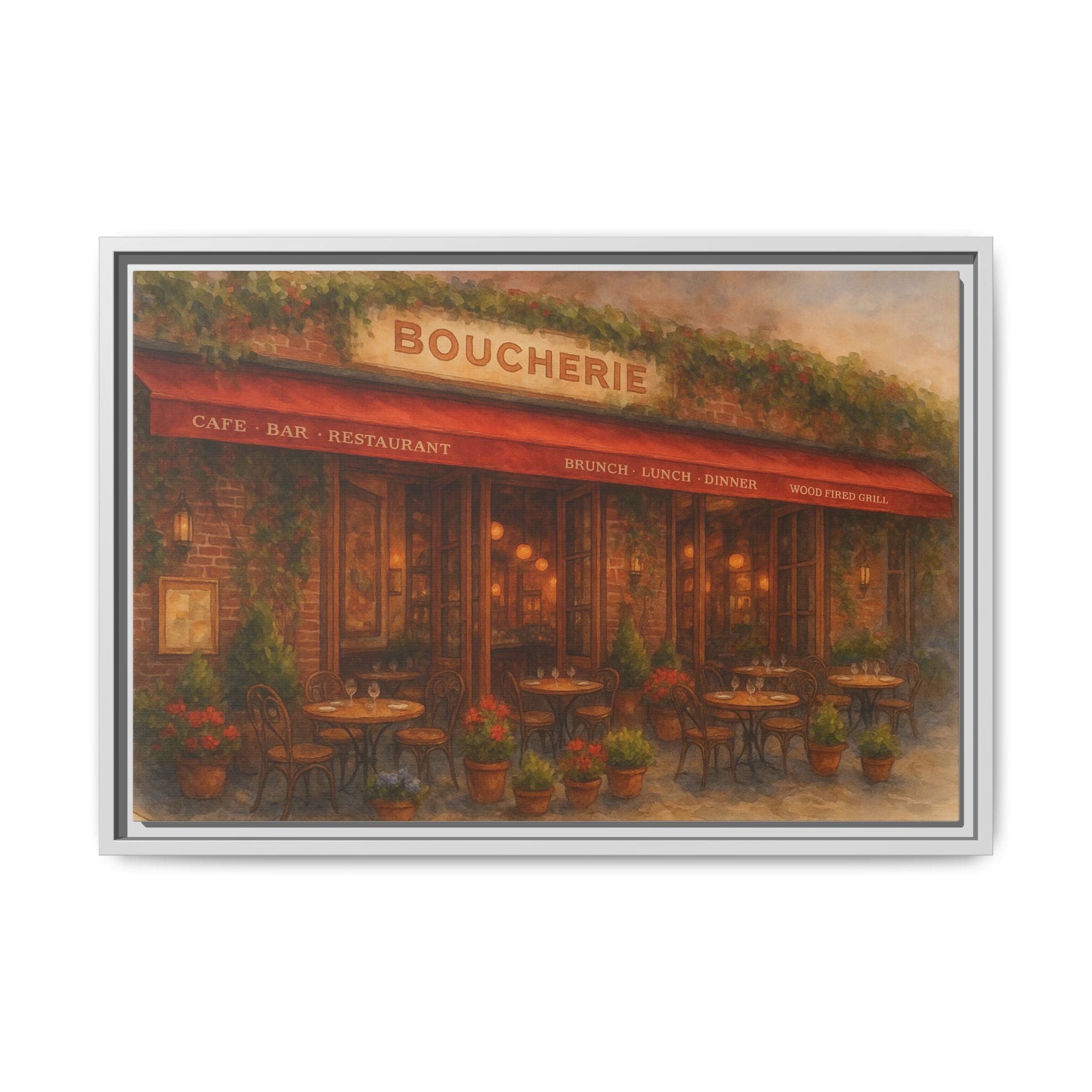 Boucherie — Restaurant Print | Matte Canvas + Wooden Frame