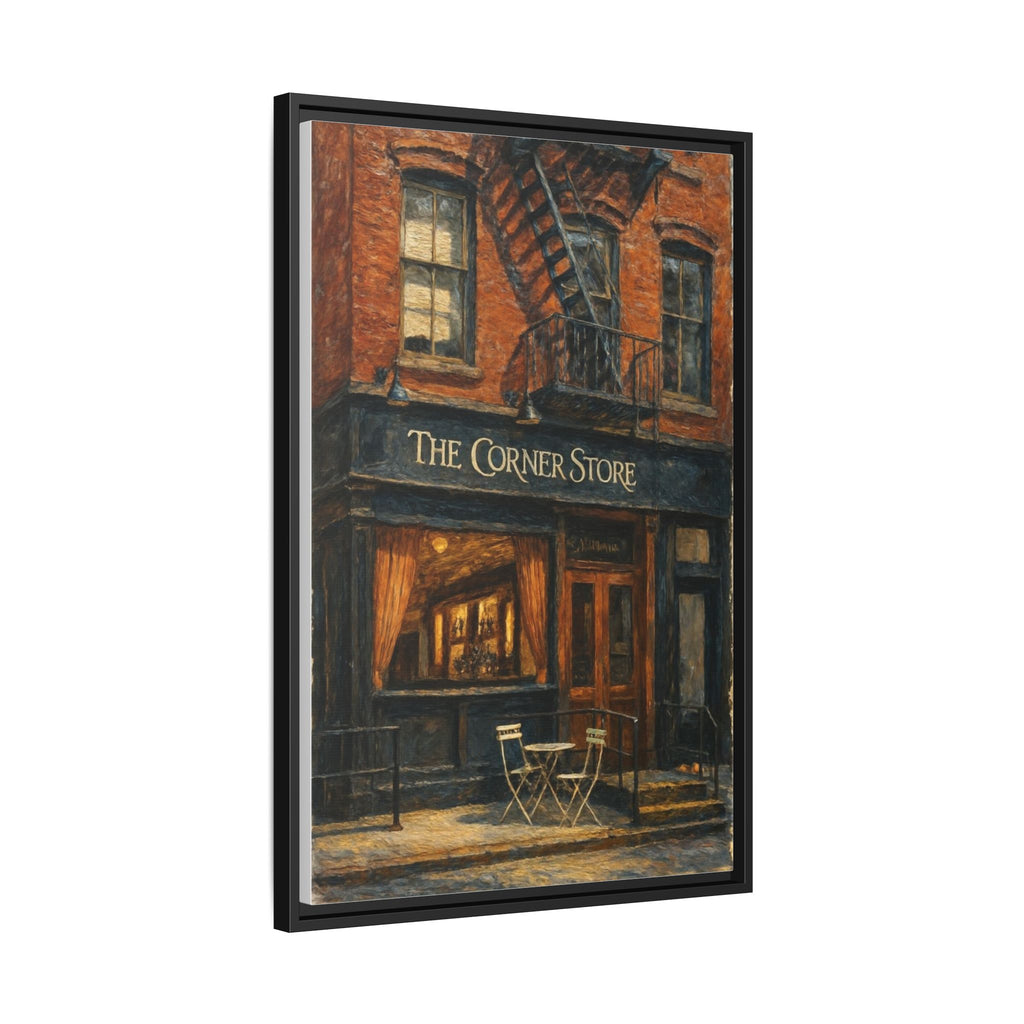 The Corner Store — Restaurant Print | Matte Canvas + Wooden Frame