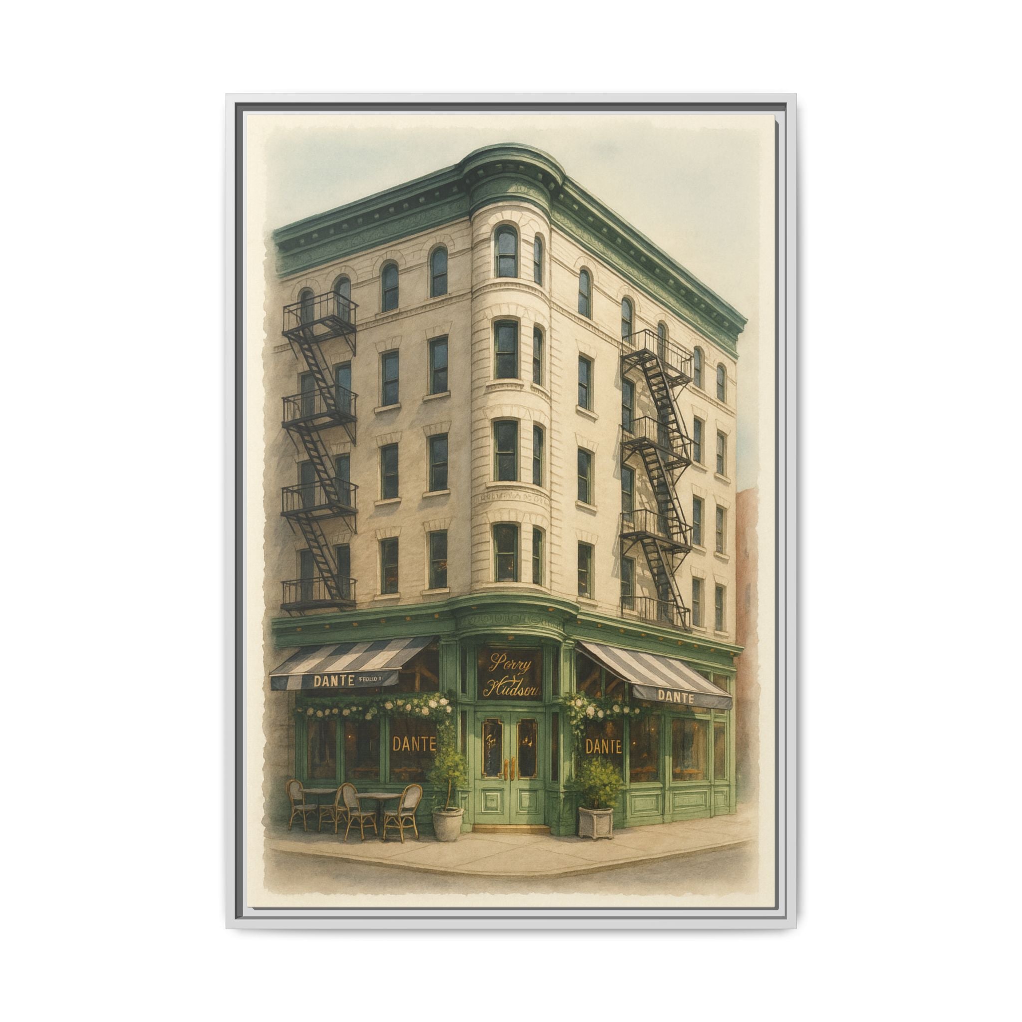 Dante West Village — Restaurant Print | Matte Canvas + Wooden Frame