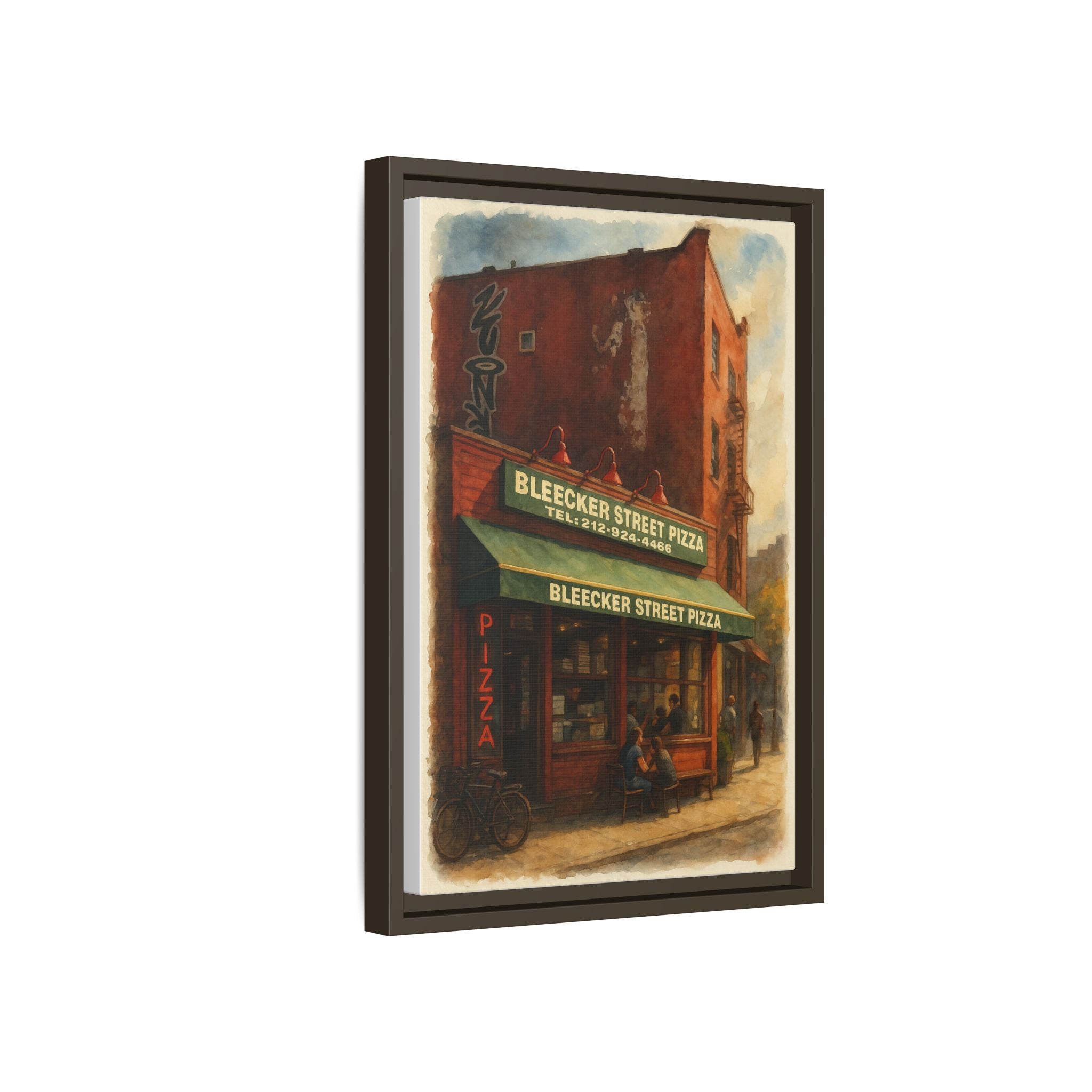 Bleecker Street Pizza — Restaurant Print | Matte Canvas + Wooden Frame