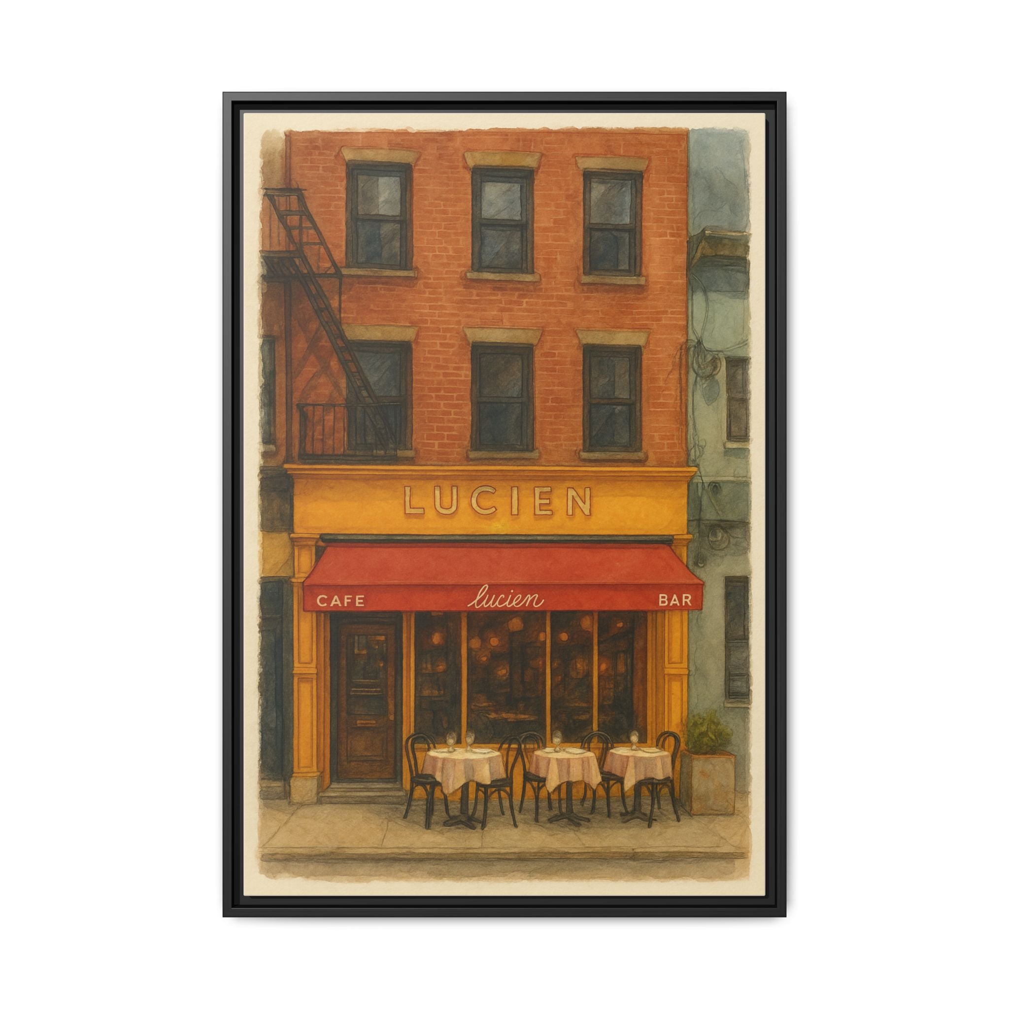 Lucien Restaurant — Restaurant Print | Matte Canvas + Wooden Frame