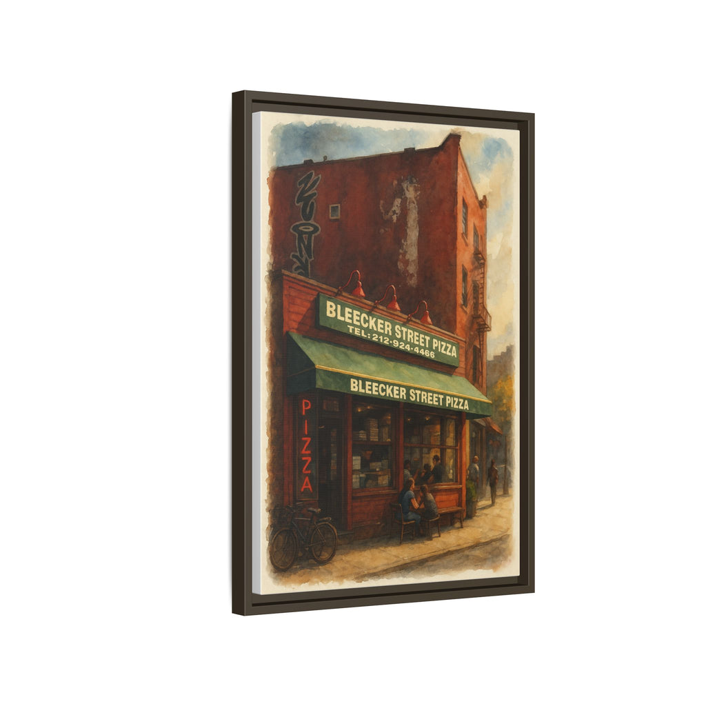 Bleecker Street Pizza — Restaurant Print | Matte Canvas + Wooden Frame