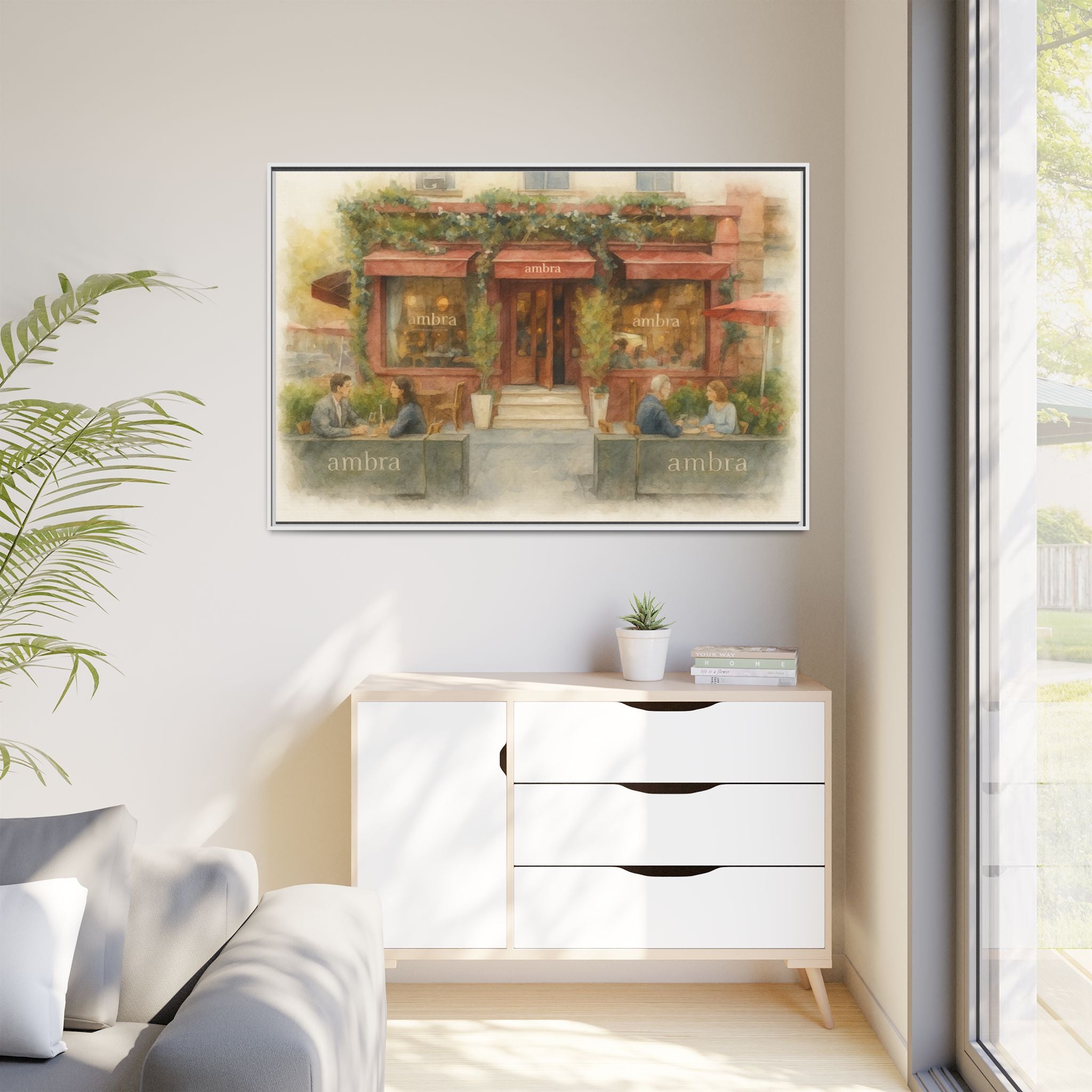 Ambra  — Restaurant Print | Matte Canvas + Wooden Frame