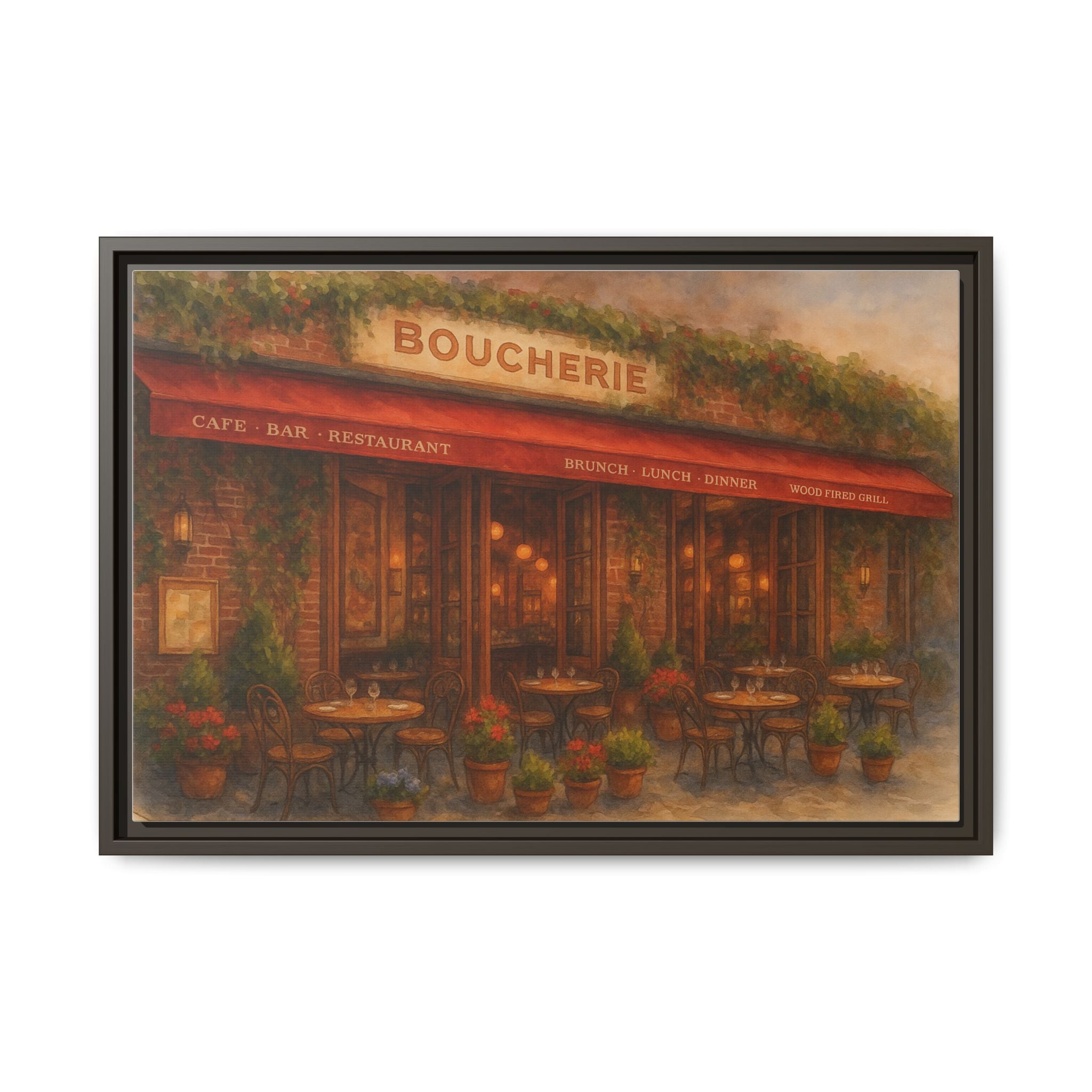Boucherie — Restaurant Print | Matte Canvas + Wooden Frame