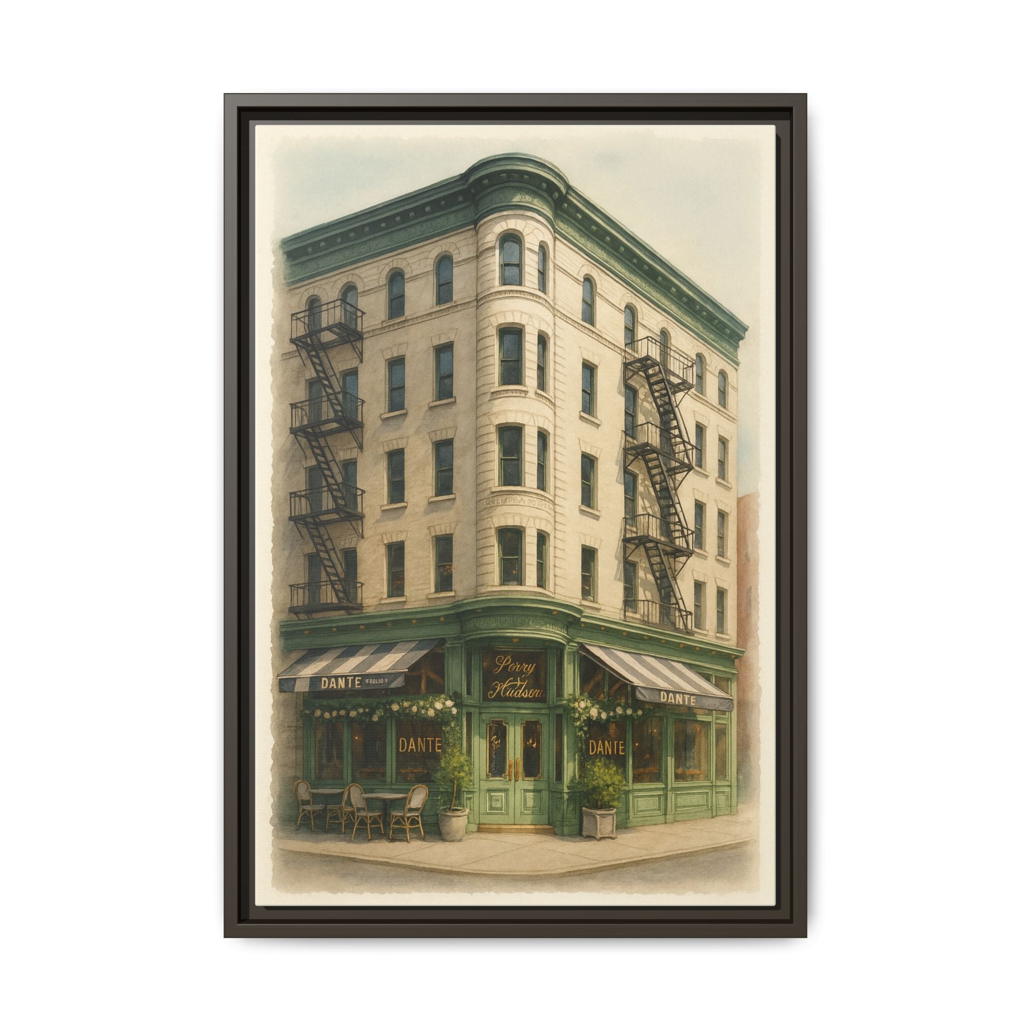 Dante West Village — Restaurant Print | Matte Canvas + Wooden Frame