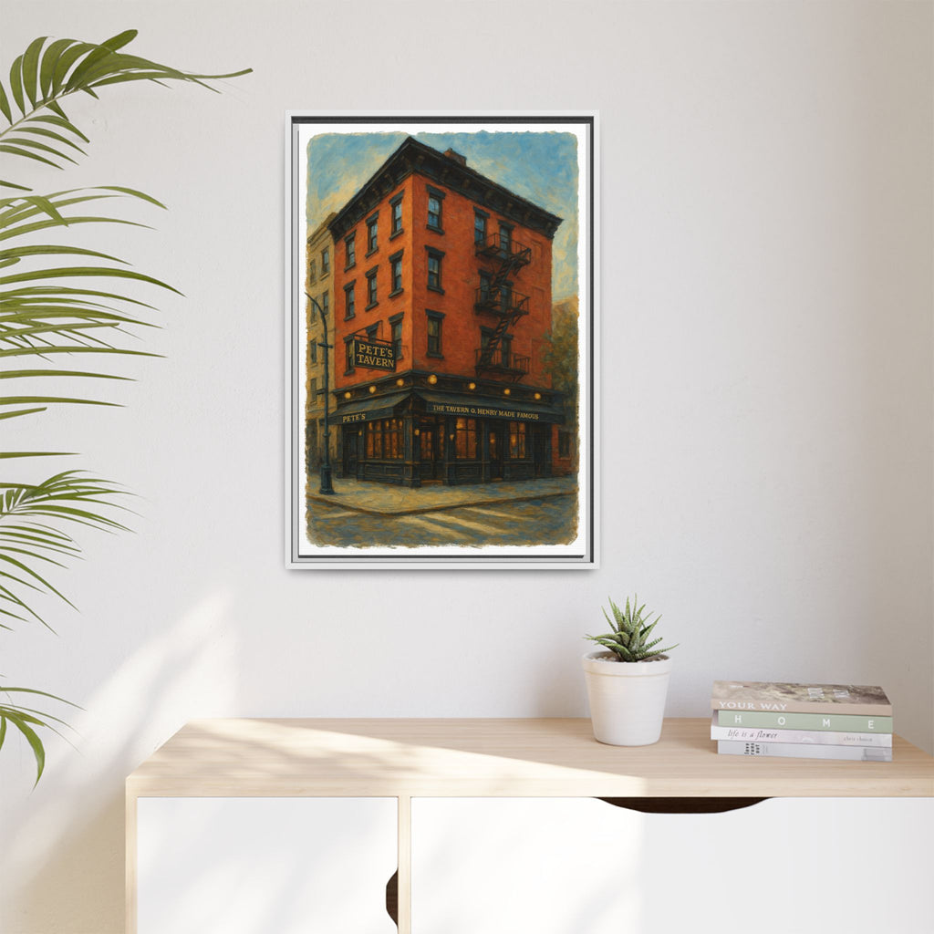 Pete's Tavern — Restaurant Print | Matte Canvas + Wooden Frame