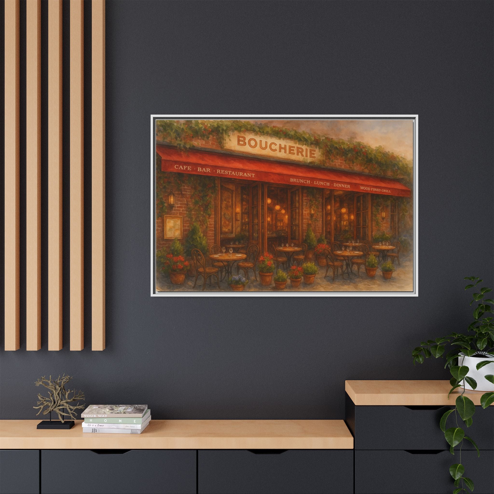 Boucherie — Restaurant Print | Matte Canvas + Wooden Frame