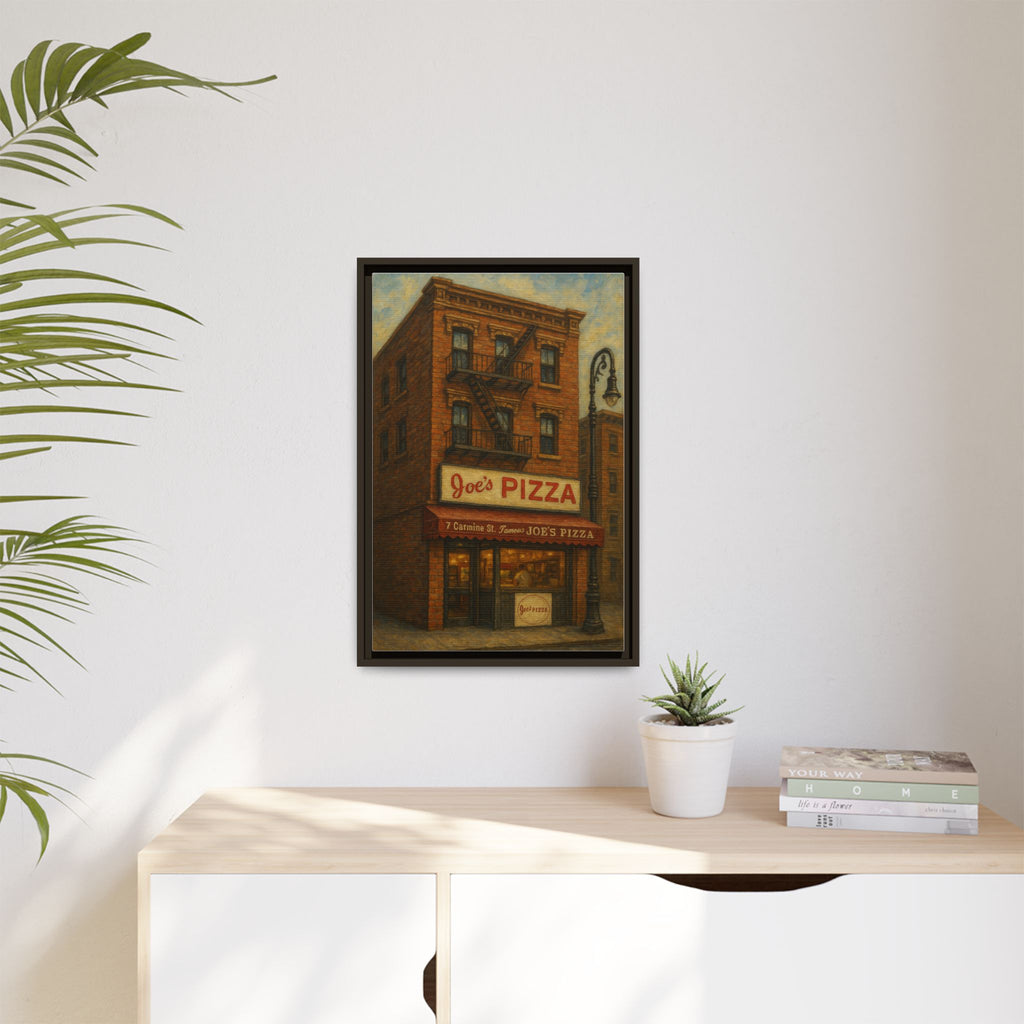 Joe's Pizza — Restaurant Print | Matte Canvas + Wooden Frame
