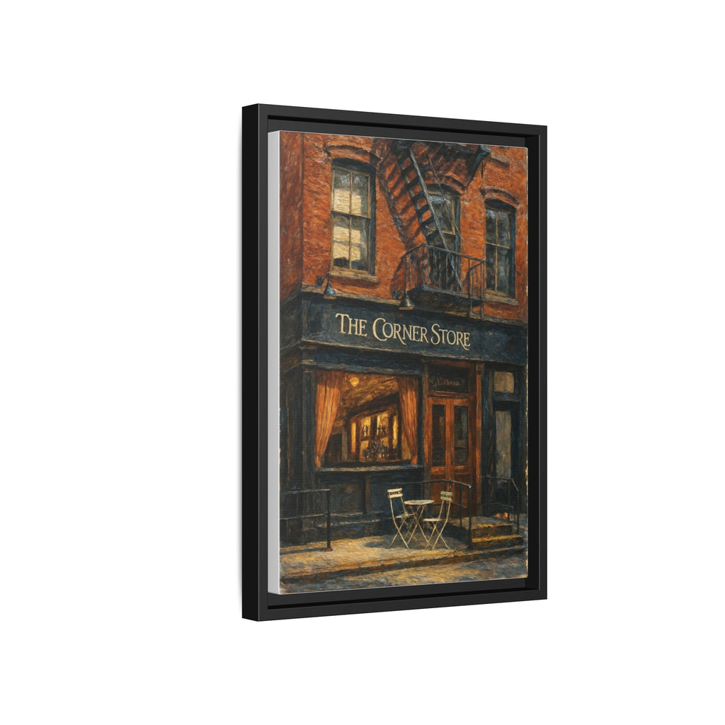 The Corner Store — Restaurant Print | Matte Canvas + Wooden Frame