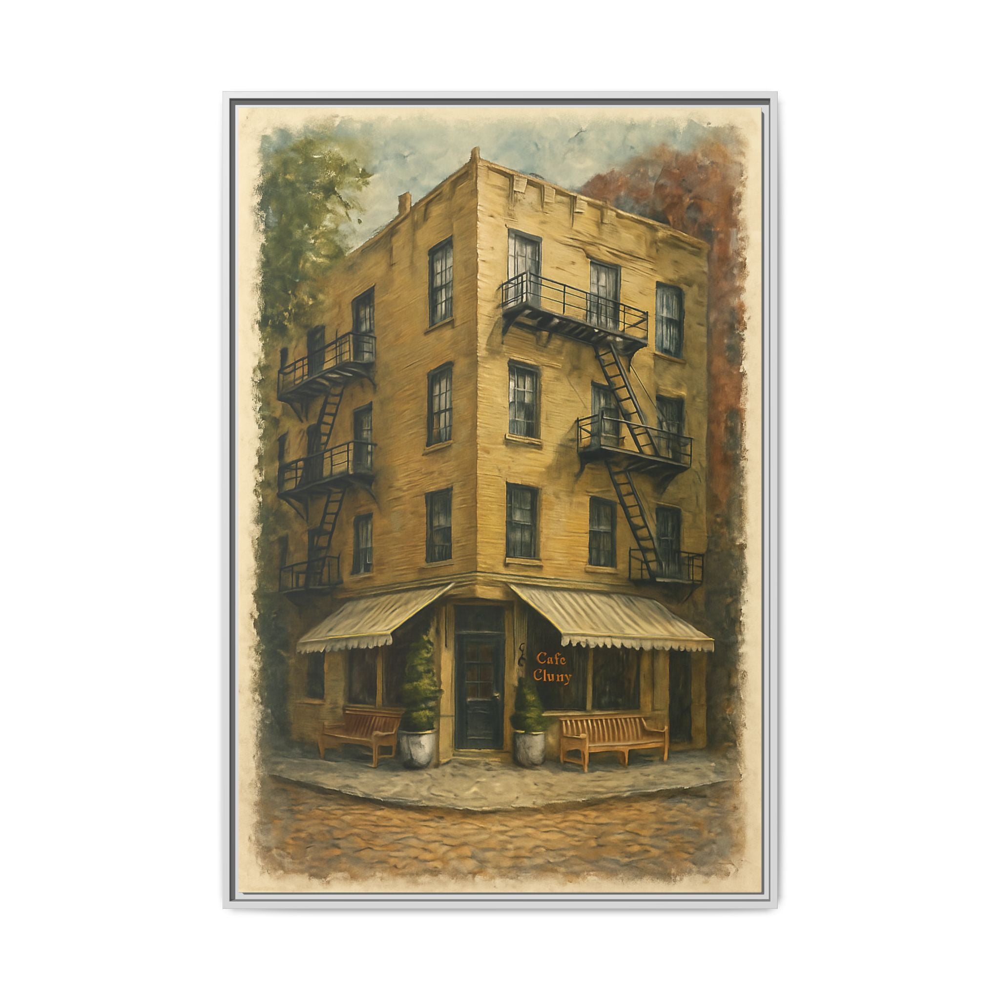 Cafe Cluny — Restaurant Print | Matte Canvas + Wooden Frame