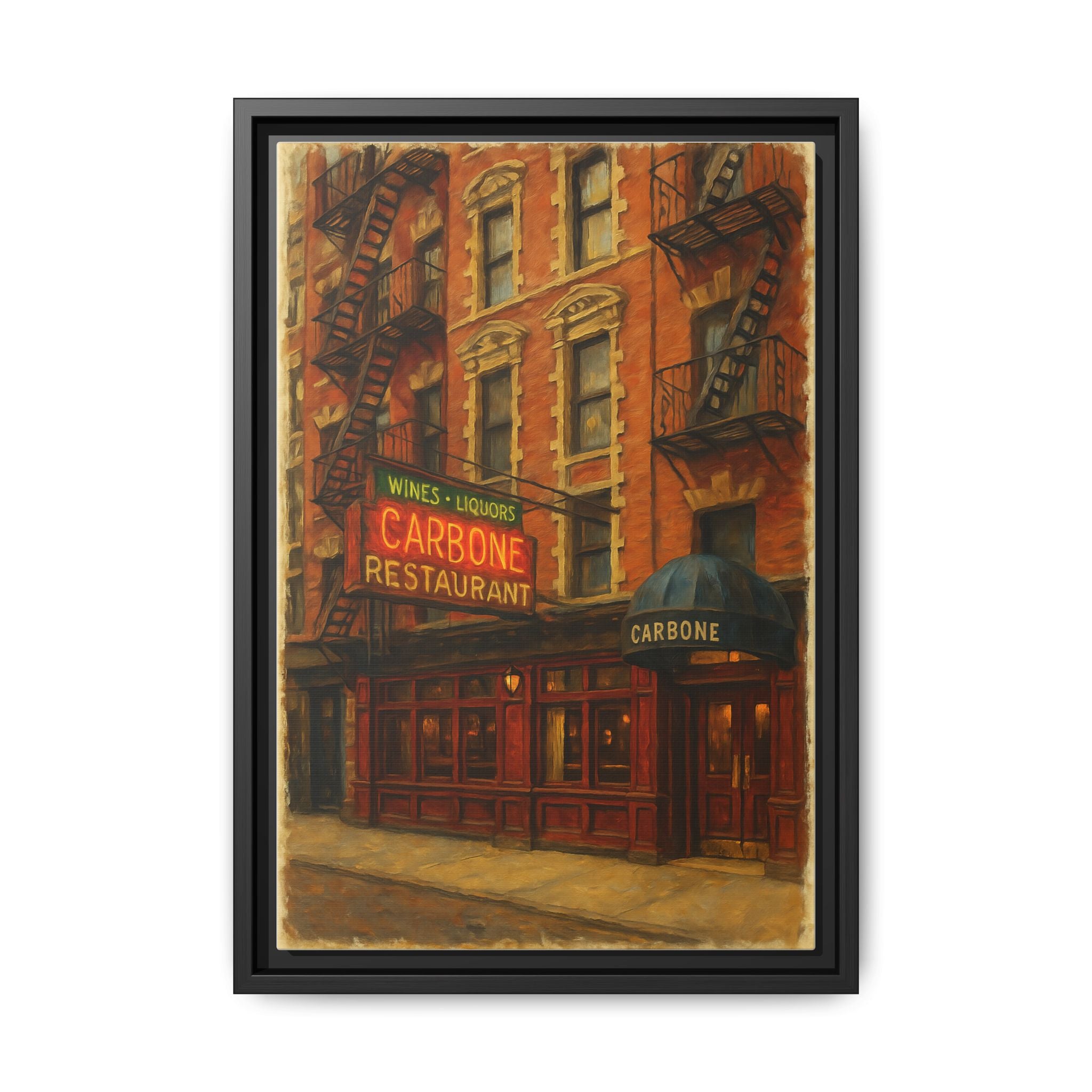 Carbone — Restaurant Print | Matte Canvas + Wooden Frame