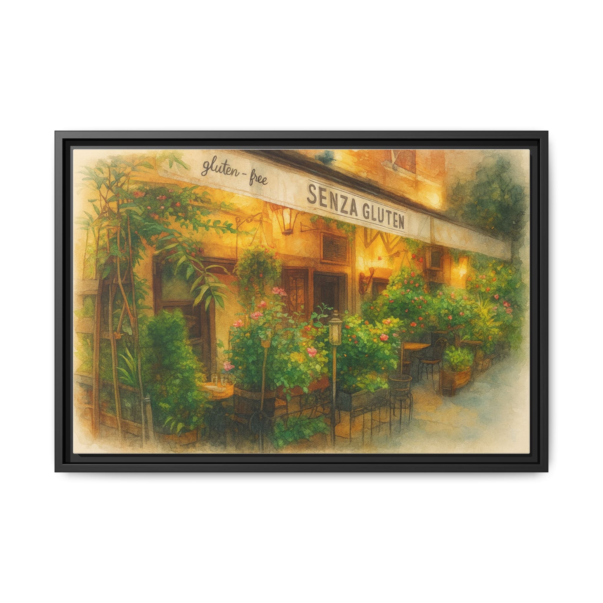 Senza Gluten — Restaurant Print | Matte Canvas + Wooden Frame