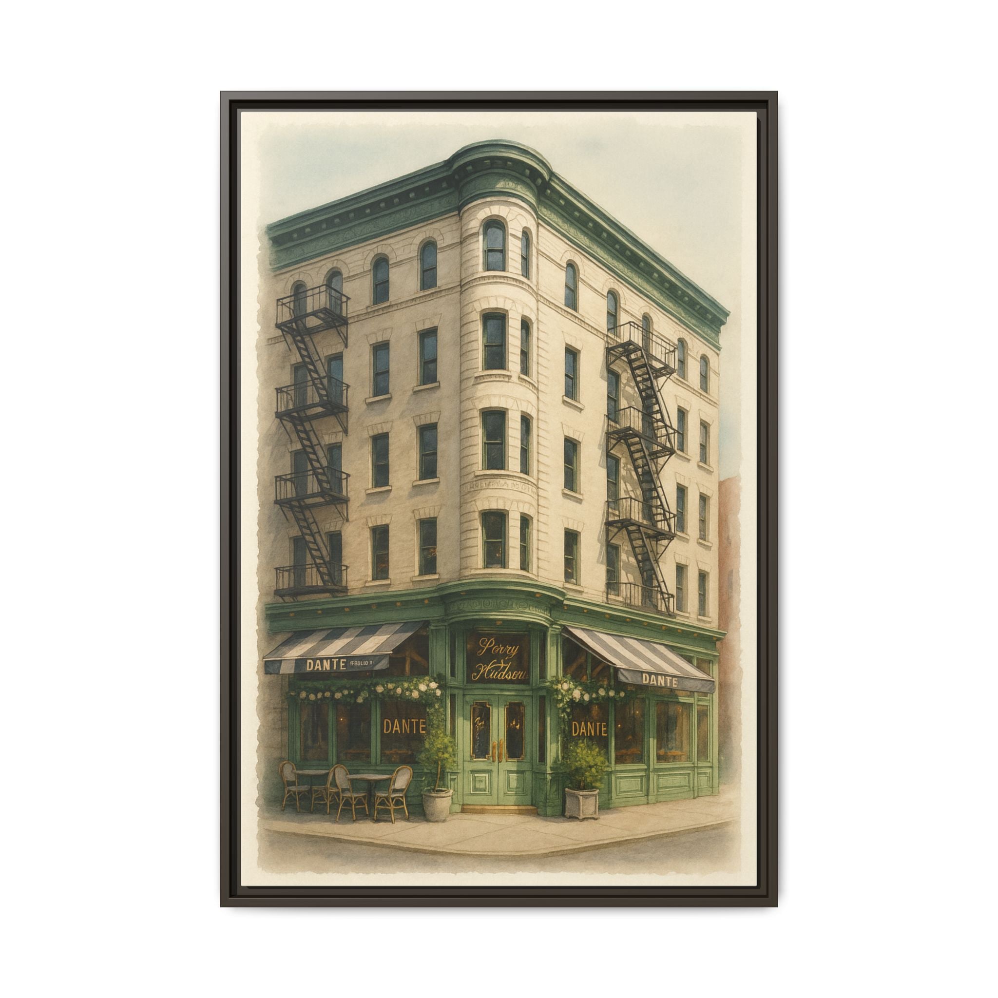 Dante West Village — Restaurant Print | Matte Canvas + Wooden Frame