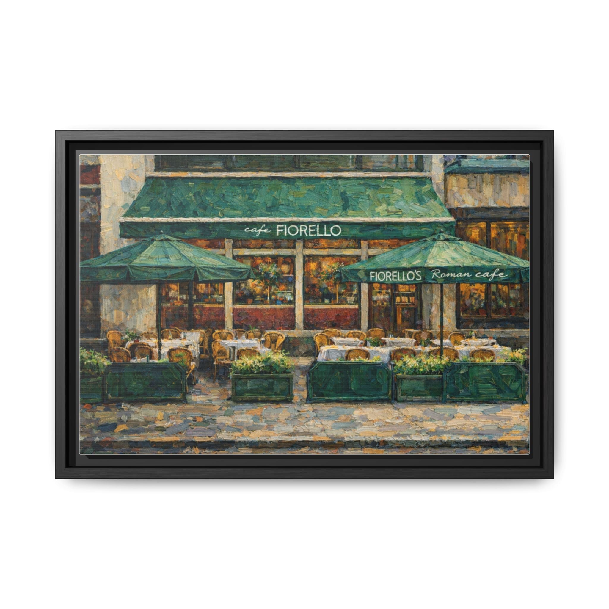 Cafe Fiorello — Restaurant Print | Matte Canvas + Wooden Frame