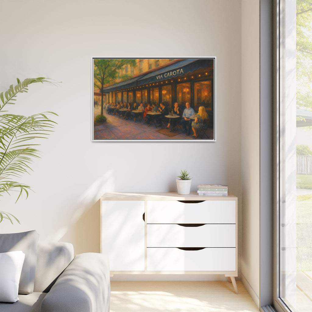 Via Carota — Restaurant Print | Matte Canvas + Wooden Frame