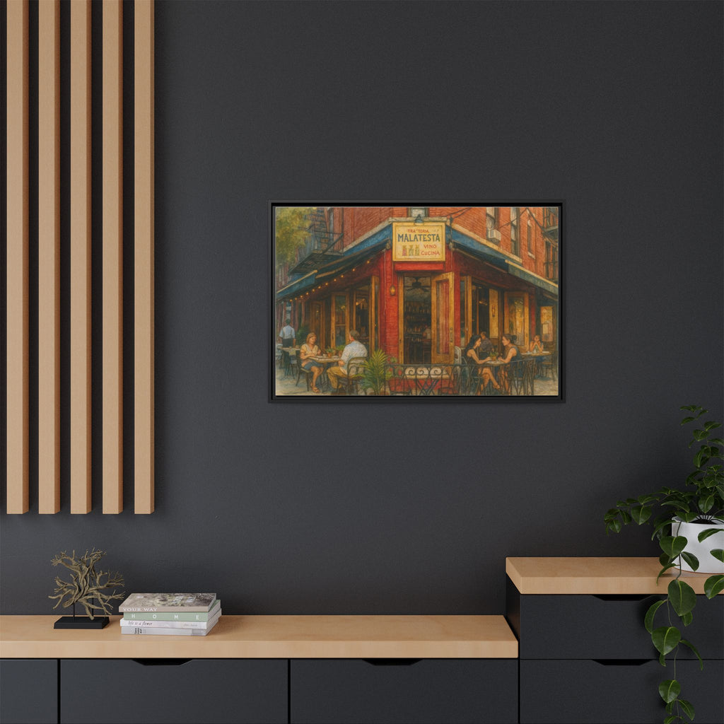 Malatesta Trattoria — Restaurant Print | Matte Canvas + Wooden Frame