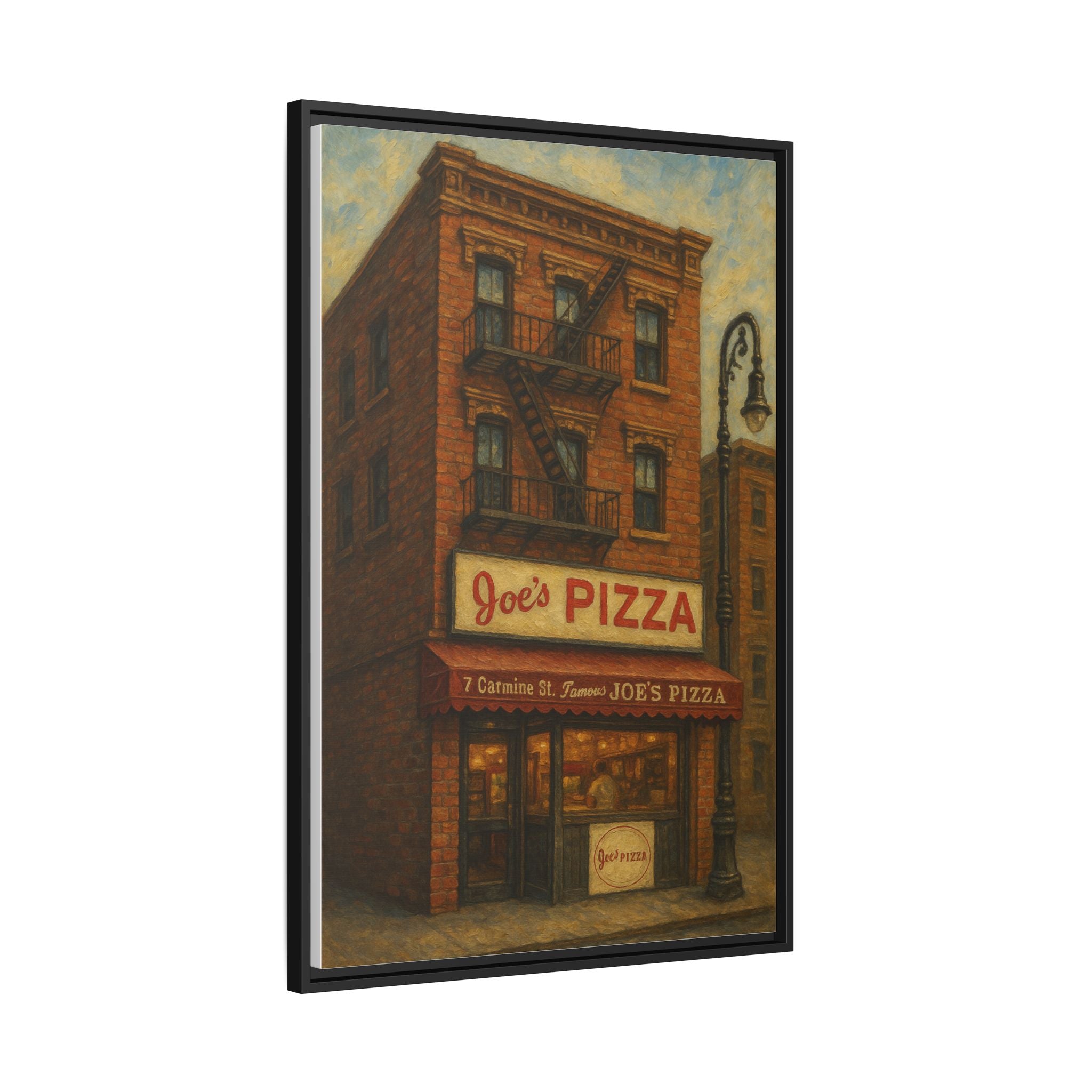 Joe's Pizza — Restaurant Print | Matte Canvas + Wooden Frame