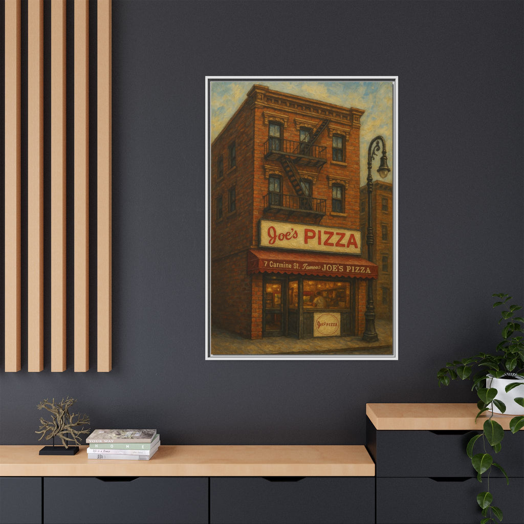 Joe's Pizza — Restaurant Print | Matte Canvas + Wooden Frame