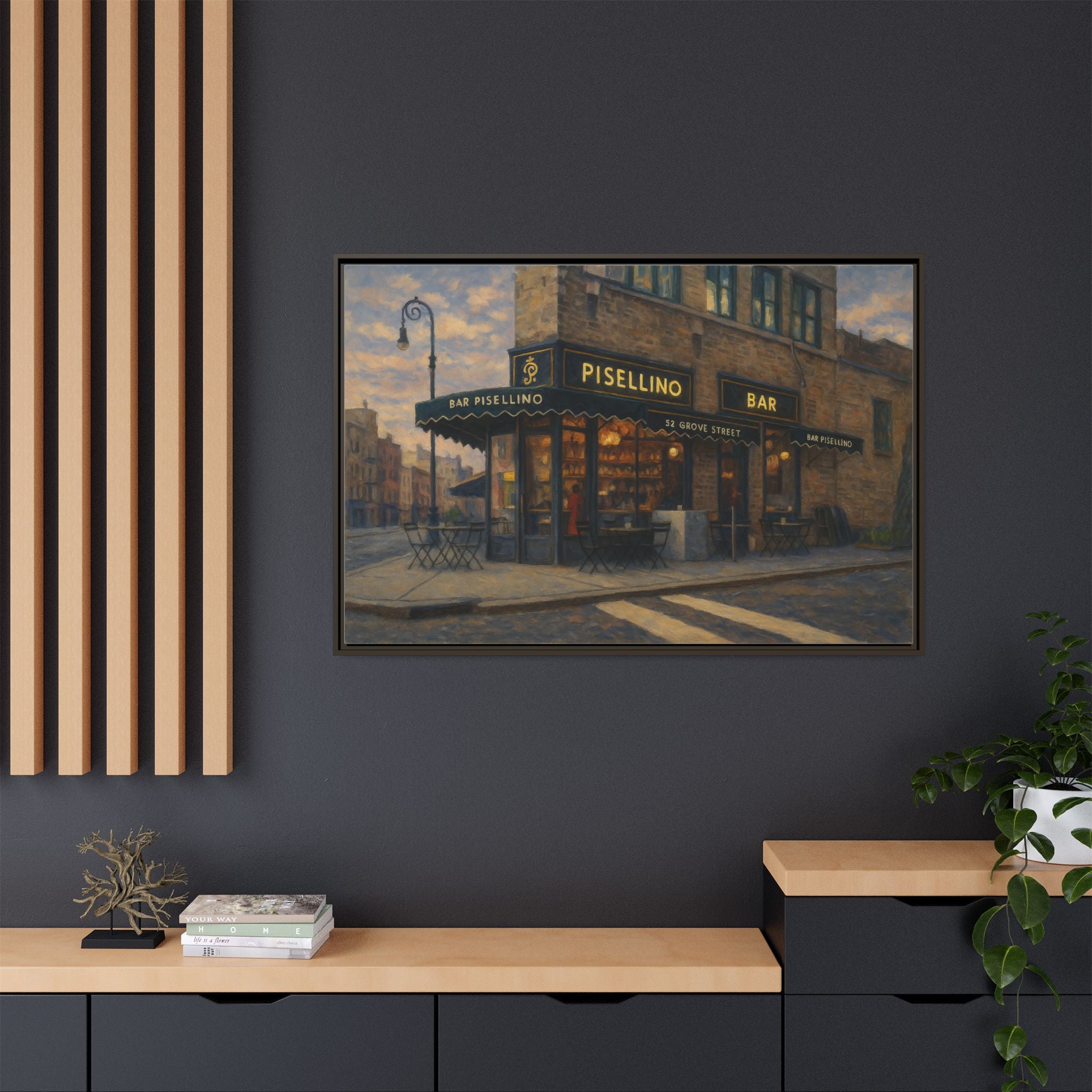 Bar Pisellino — Restaurant Print | Matte Canvas + Wooden Frame
