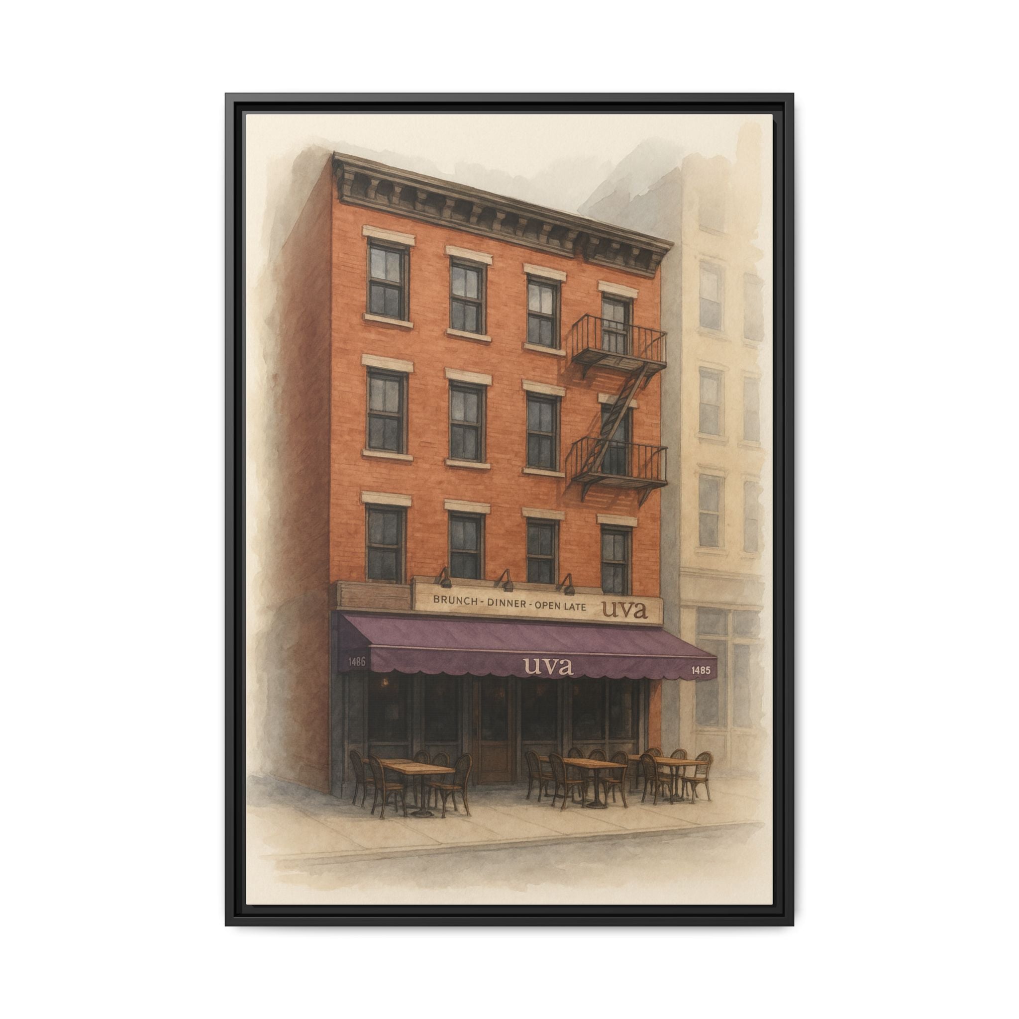Uva Restaurant Print — Restaurant Print | Matte Canvas + Wooden Frame