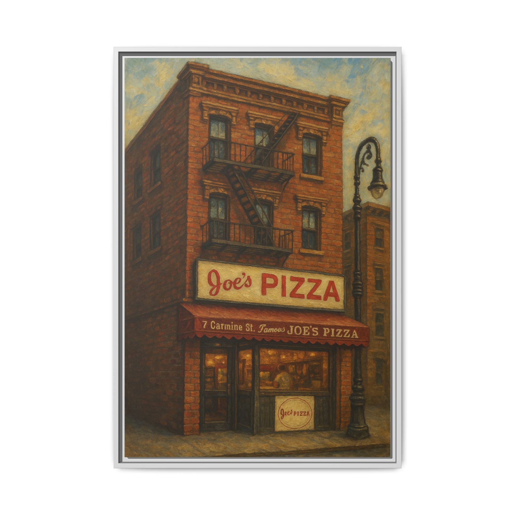 Joe's Pizza — Restaurant Print | Matte Canvas + Wooden Frame