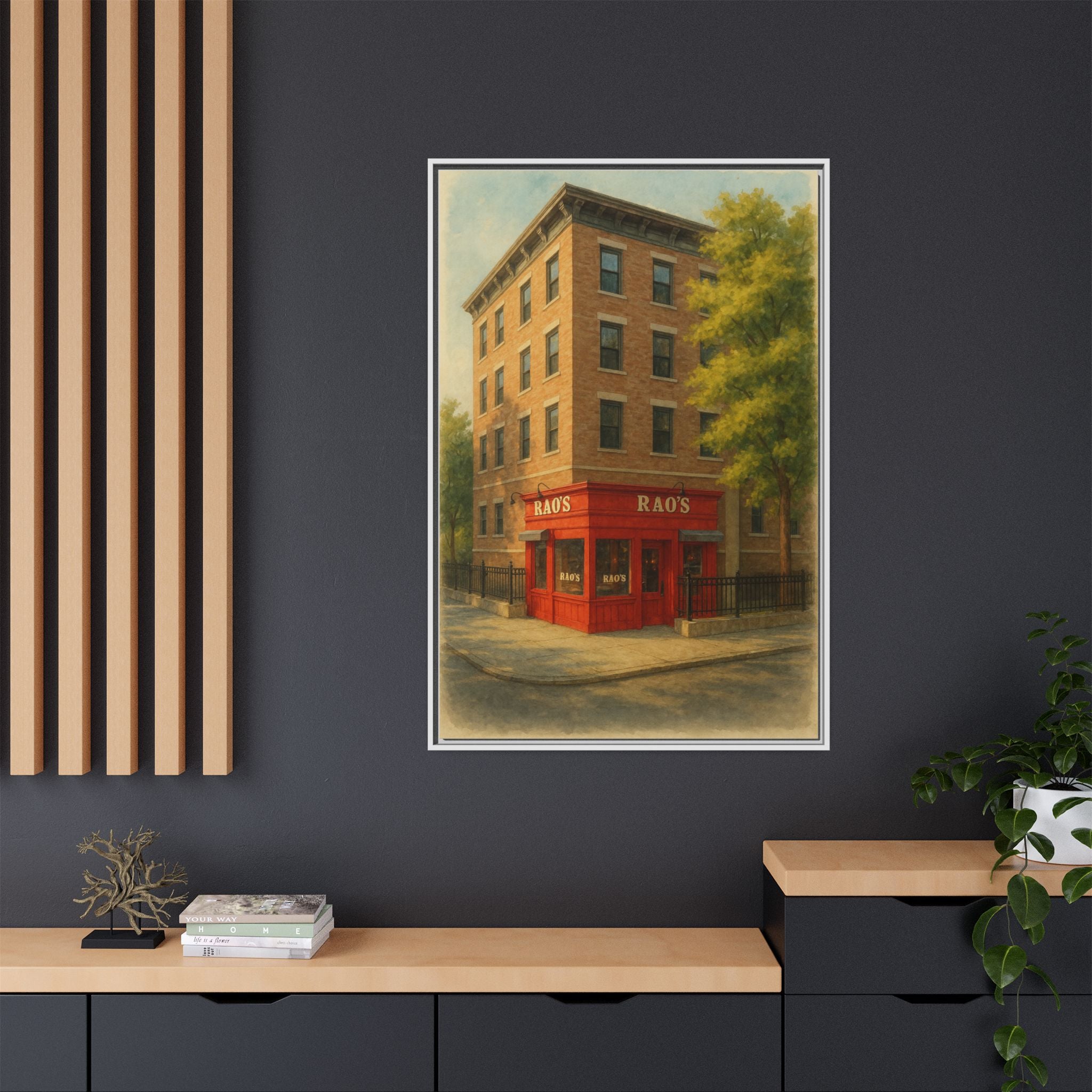 Rao's — Restaurant Print | Matte Canvas + Wooden Frame