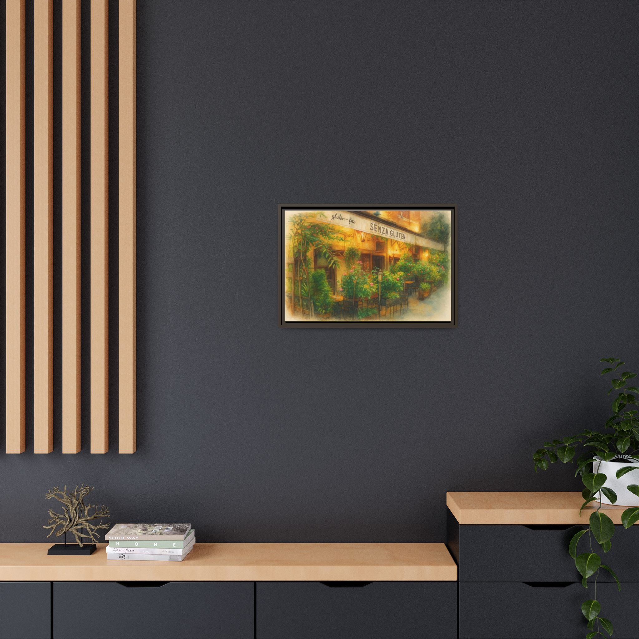 Senza Gluten — Restaurant Print | Matte Canvas + Wooden Frame