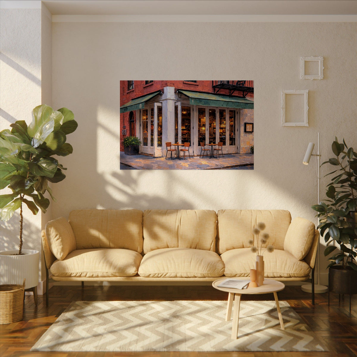 St. Jardim art poster on the wall above a sofa